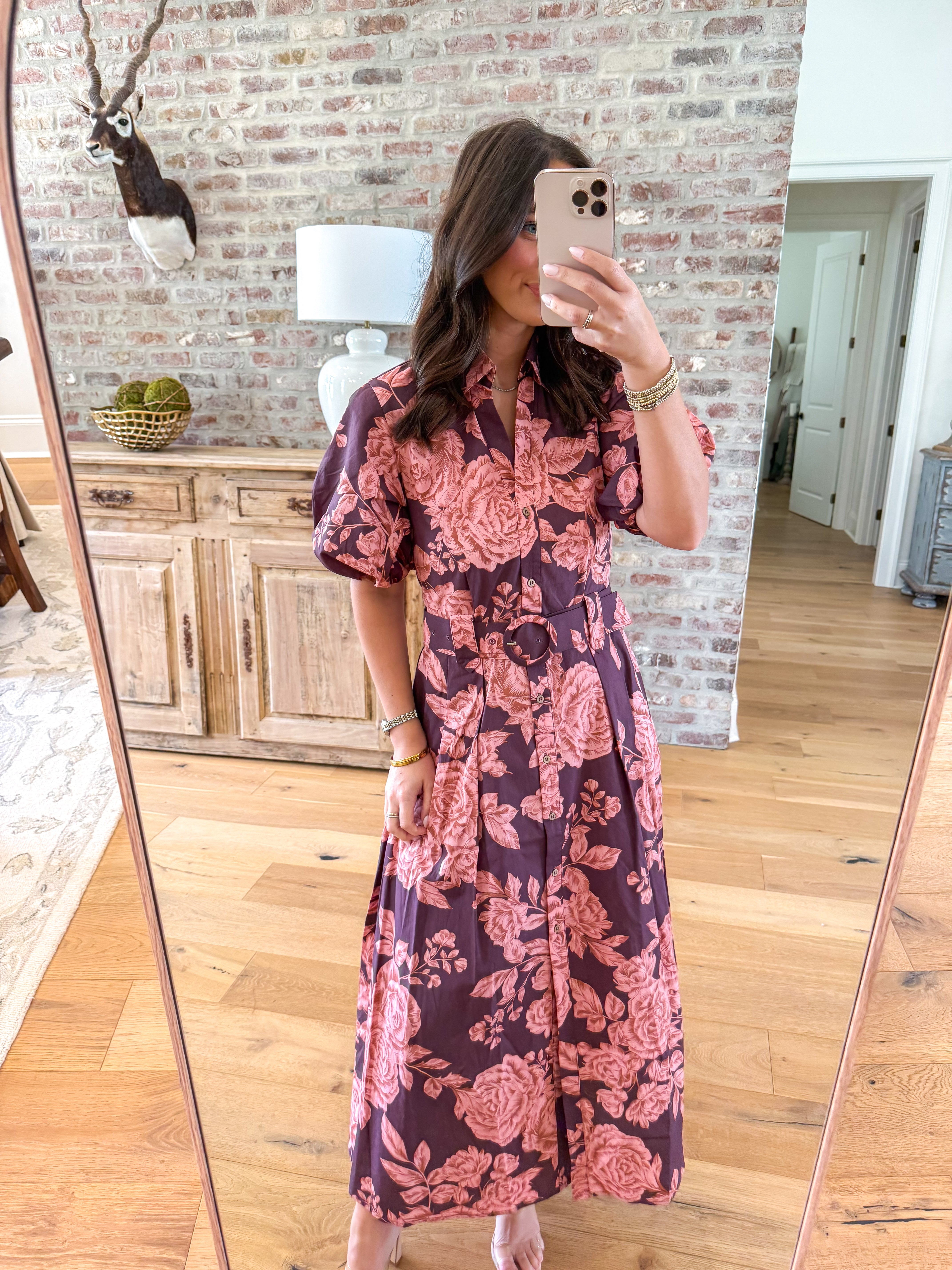 Bea Floral Shirt Belted Maxi Dress