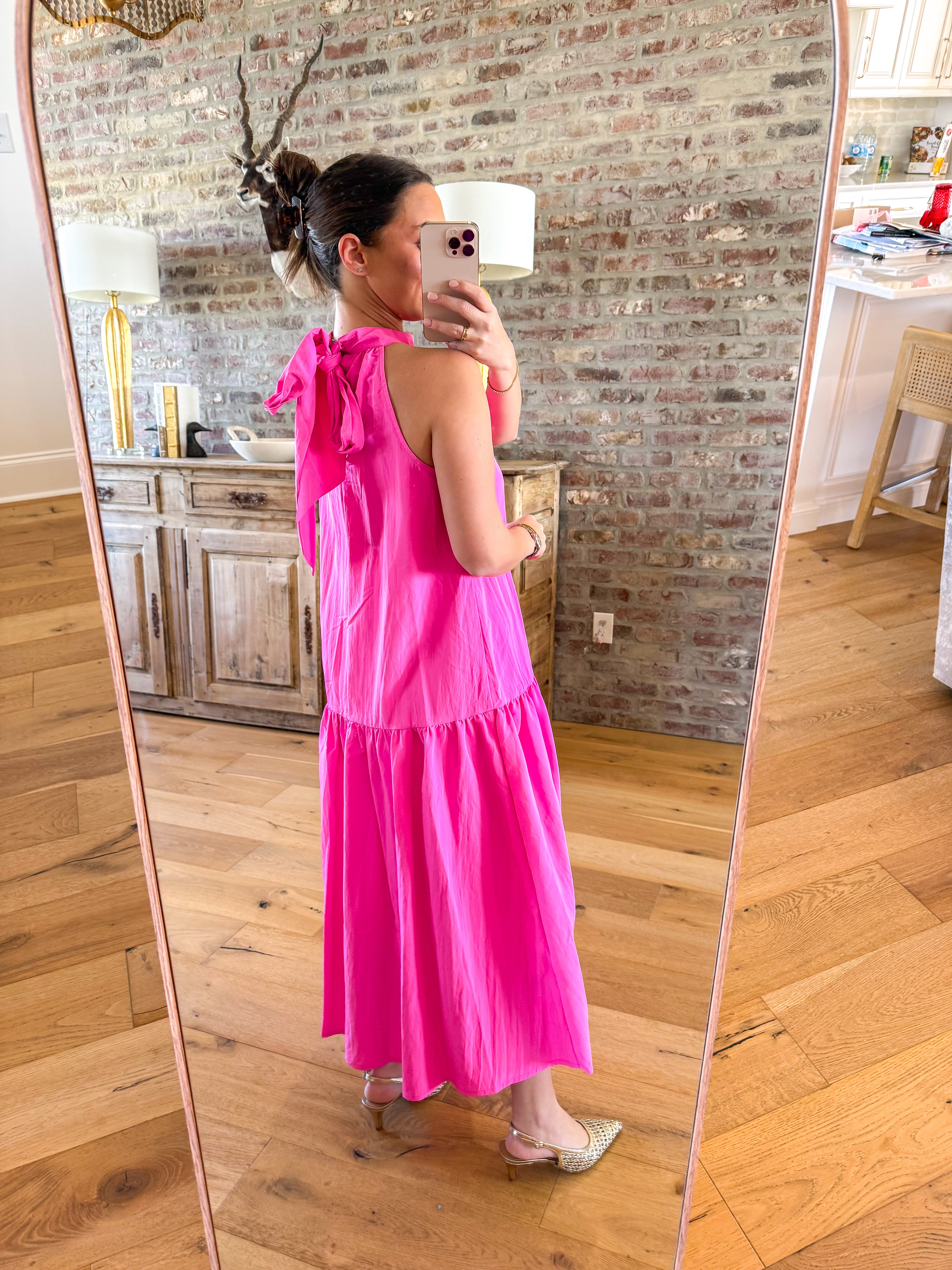 Hot Pink Resort Halter Dress