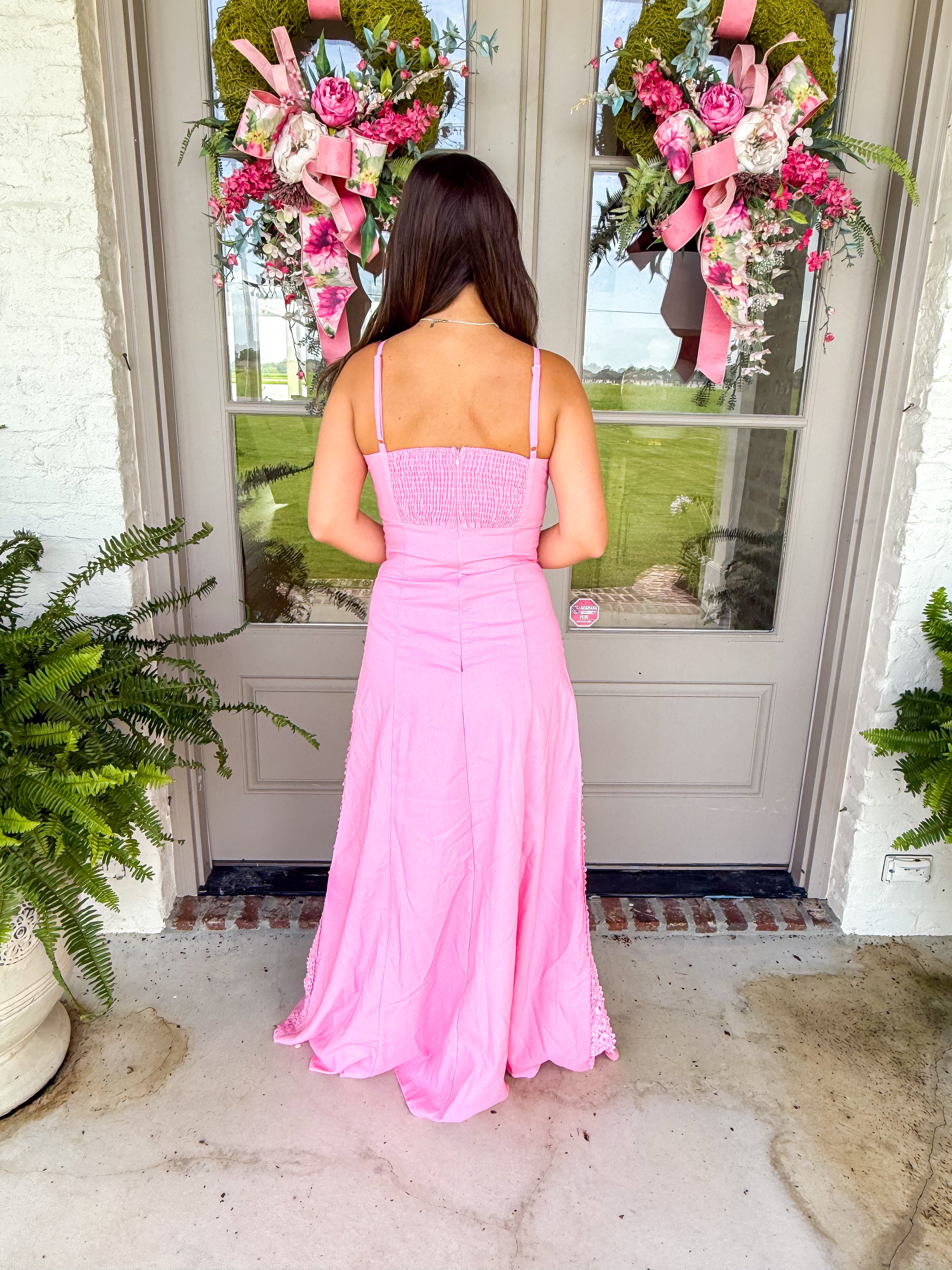 Rose Petal Lace Panel Maxi Dress