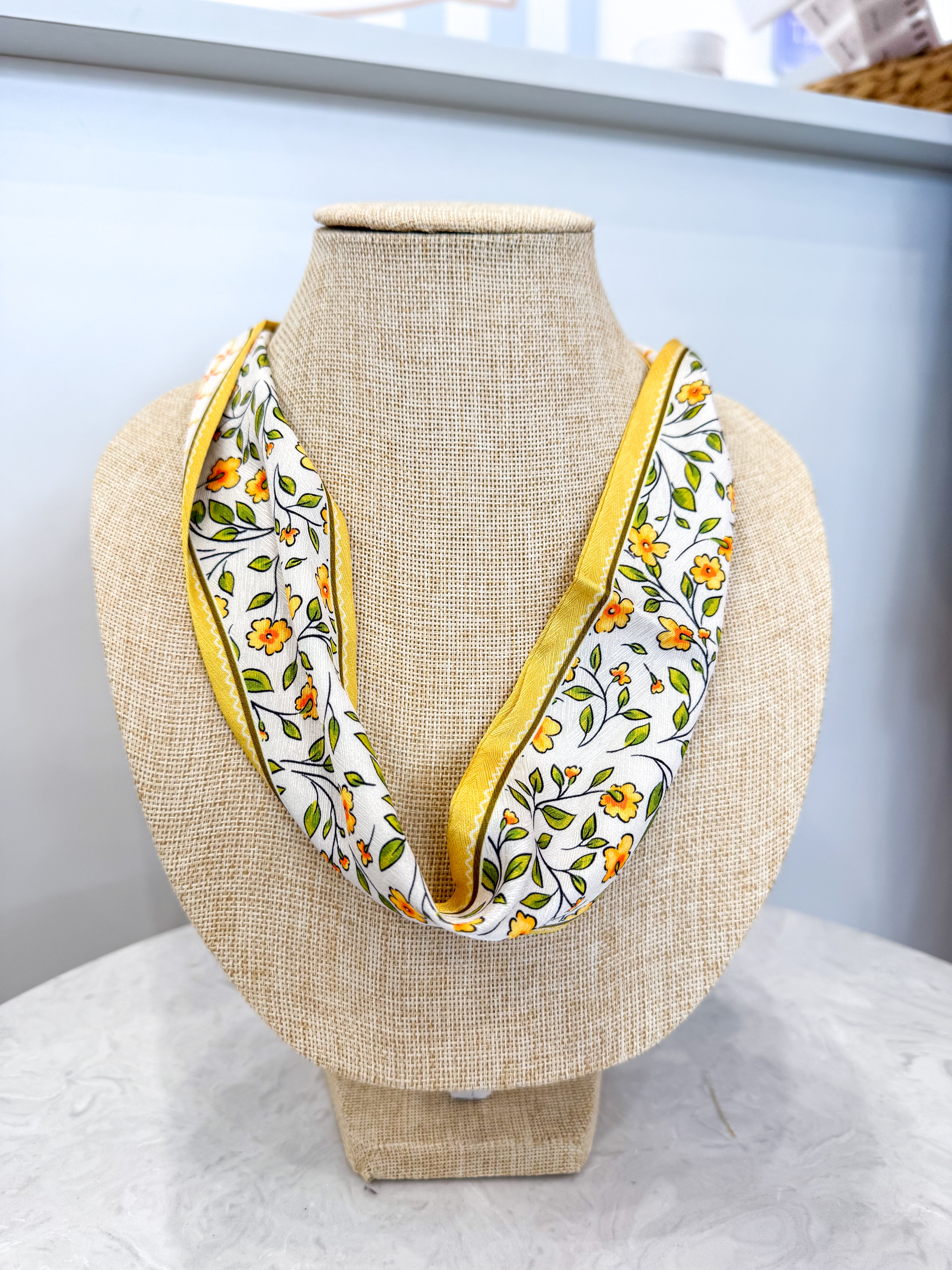 Yellow Florals Twilly Scarf