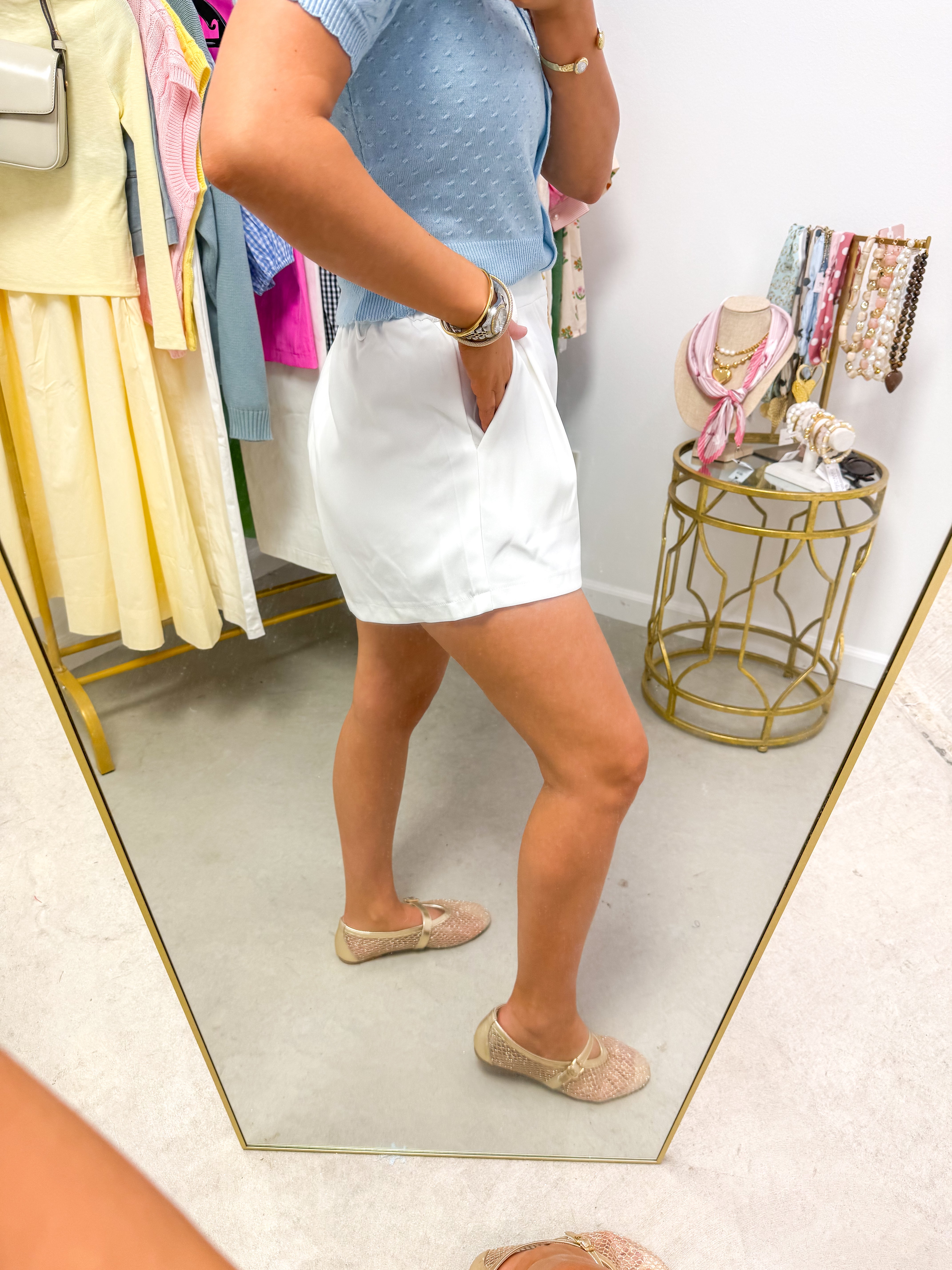 Heather White High-Waisted Tailored Short