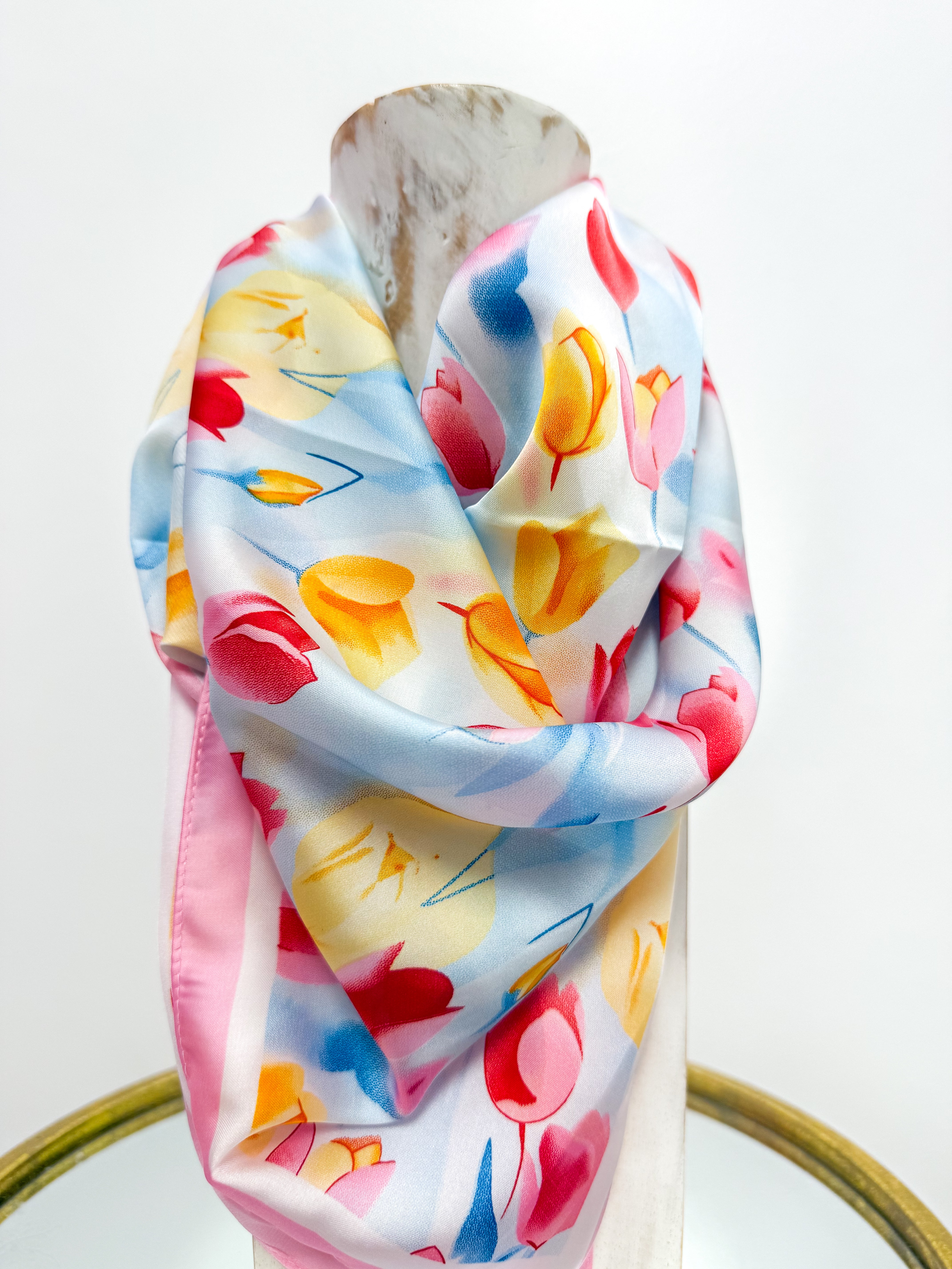 Light Pink & Orange Floral Scarf