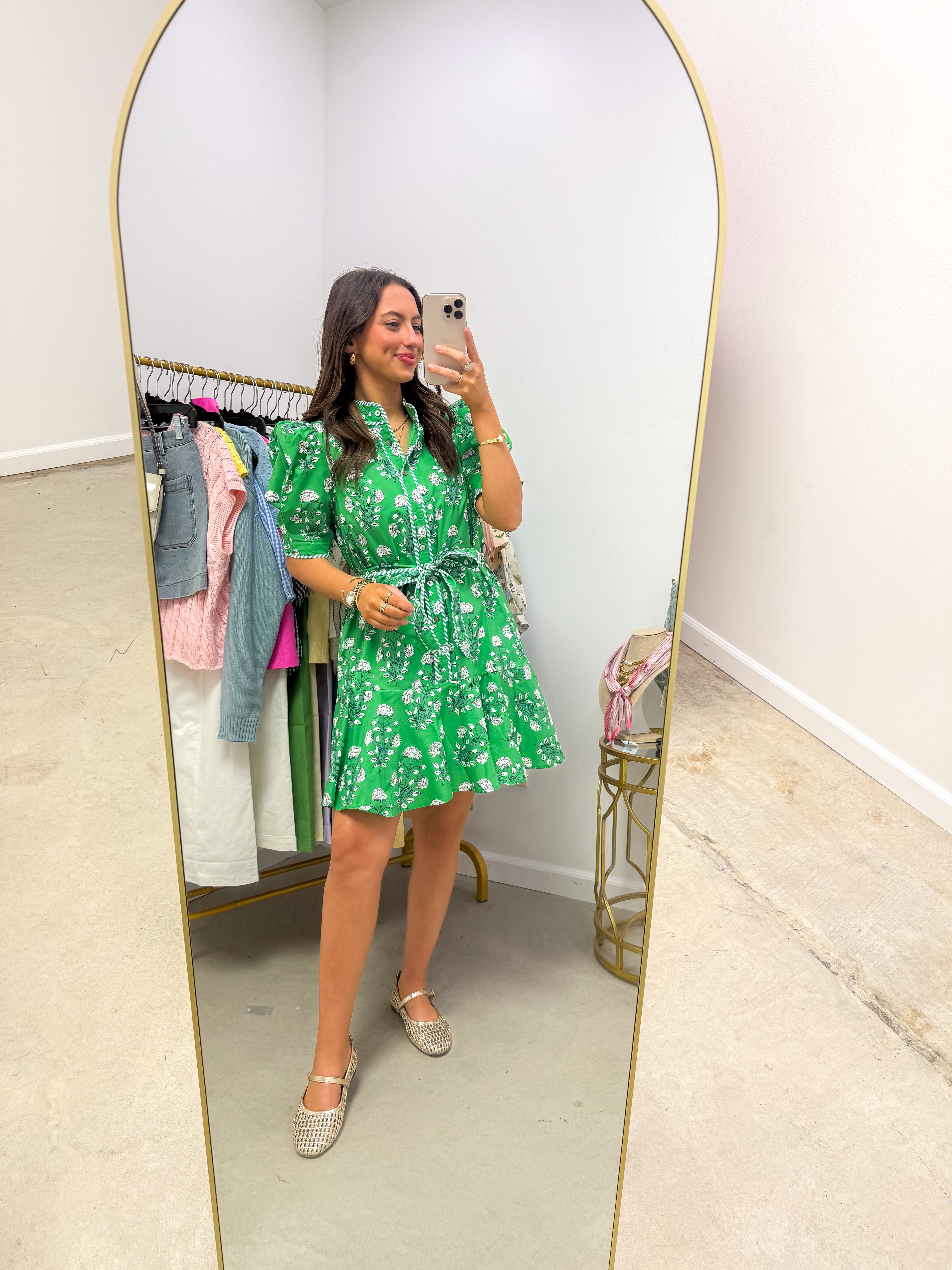 Spring Kiss Kelly Green Floral Mini