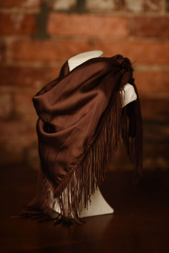 Solid Fringe Scarf Brown