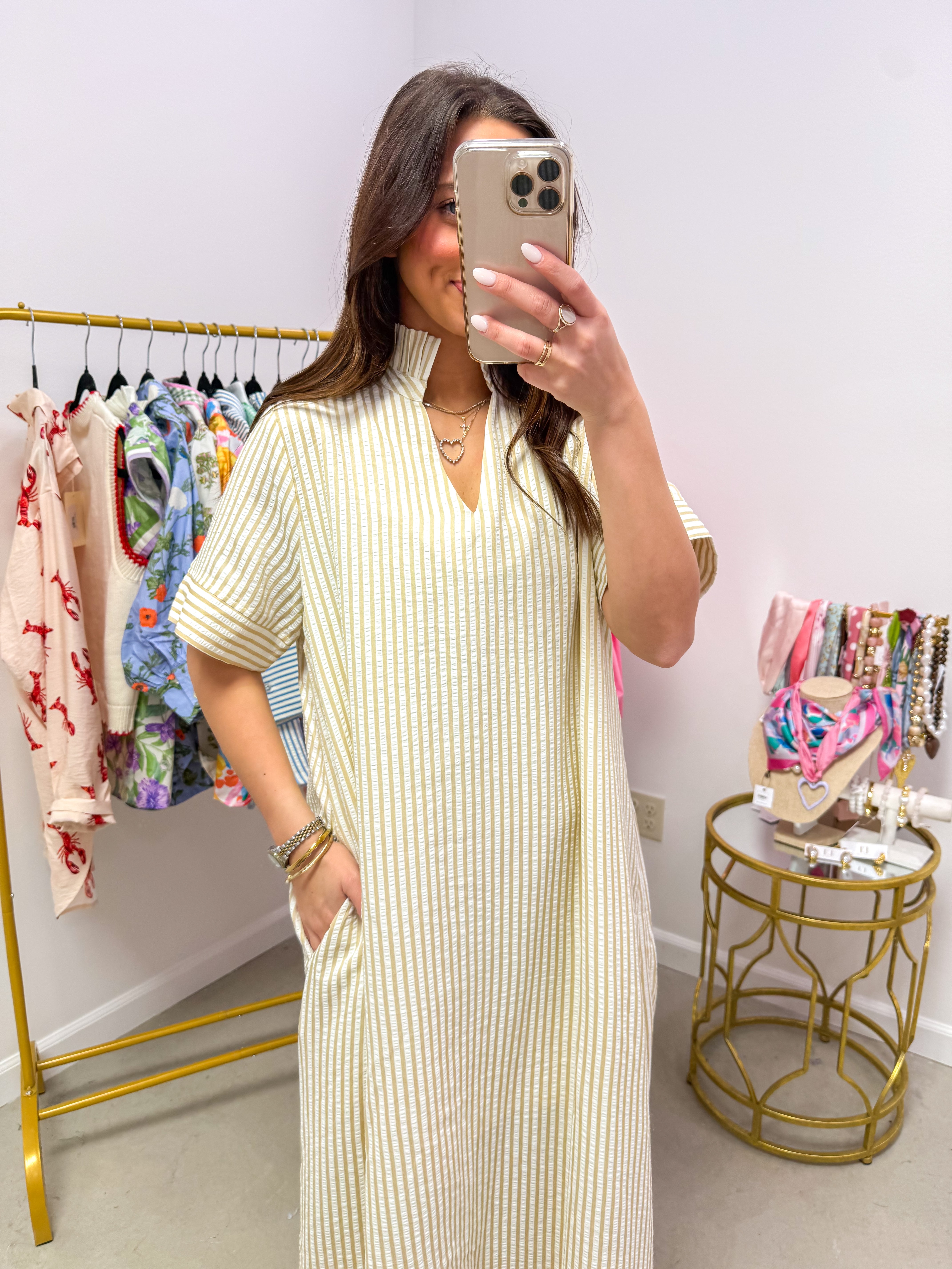 Striped Comfort Oatmeal Midi