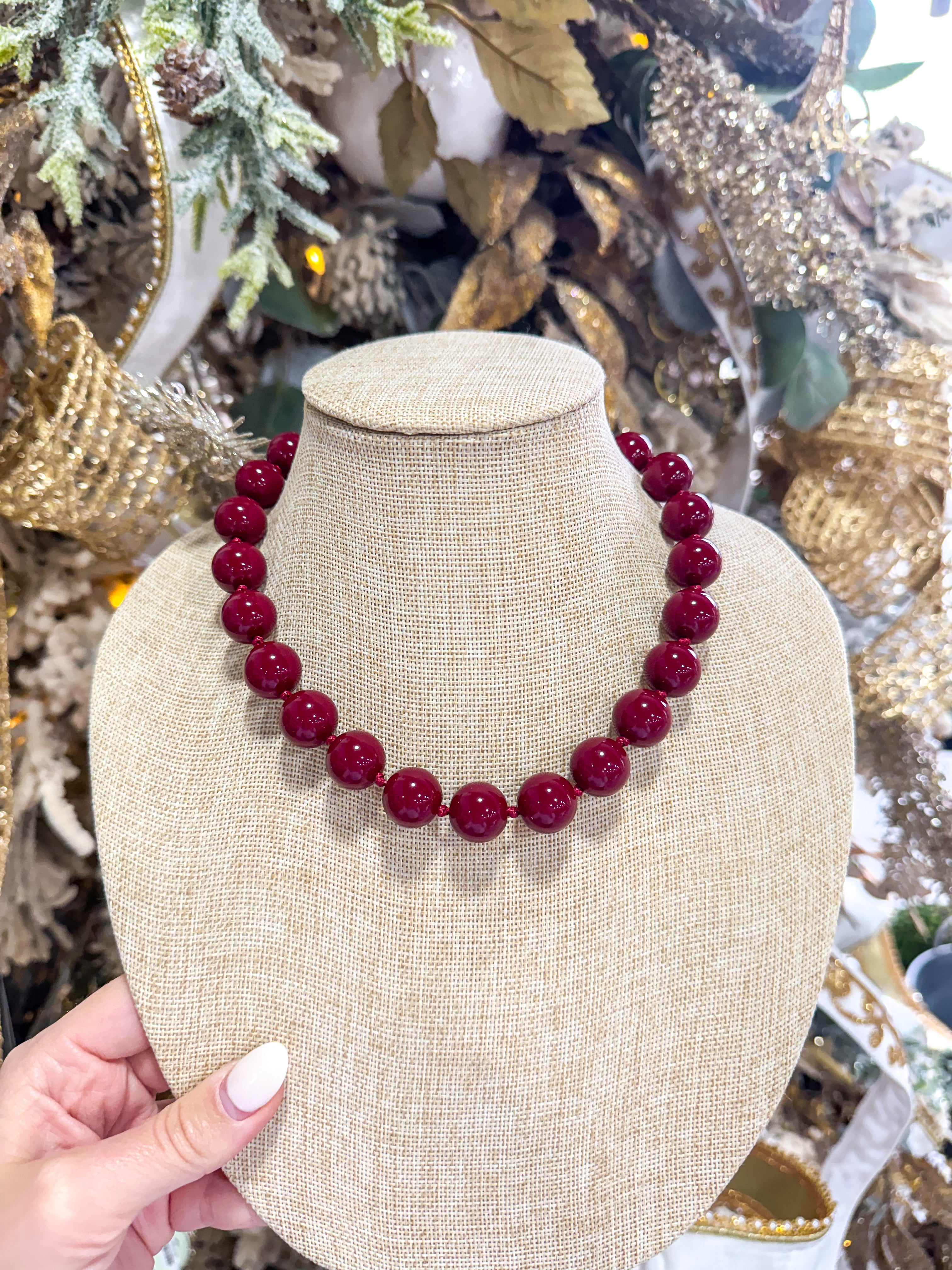 Maroon Bead Necklace