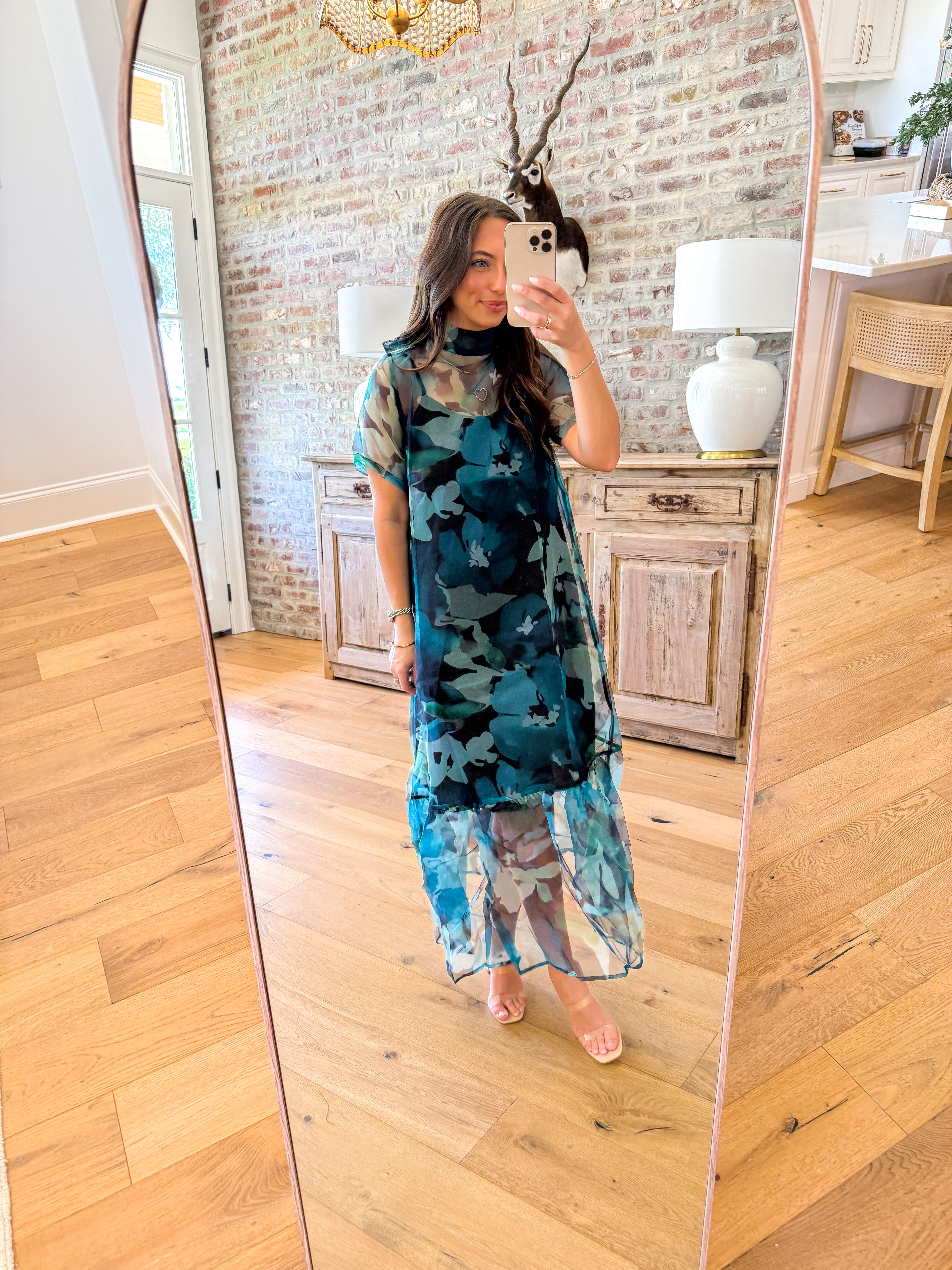 Watercolor Dreams Sheer Floral Maxi Dress