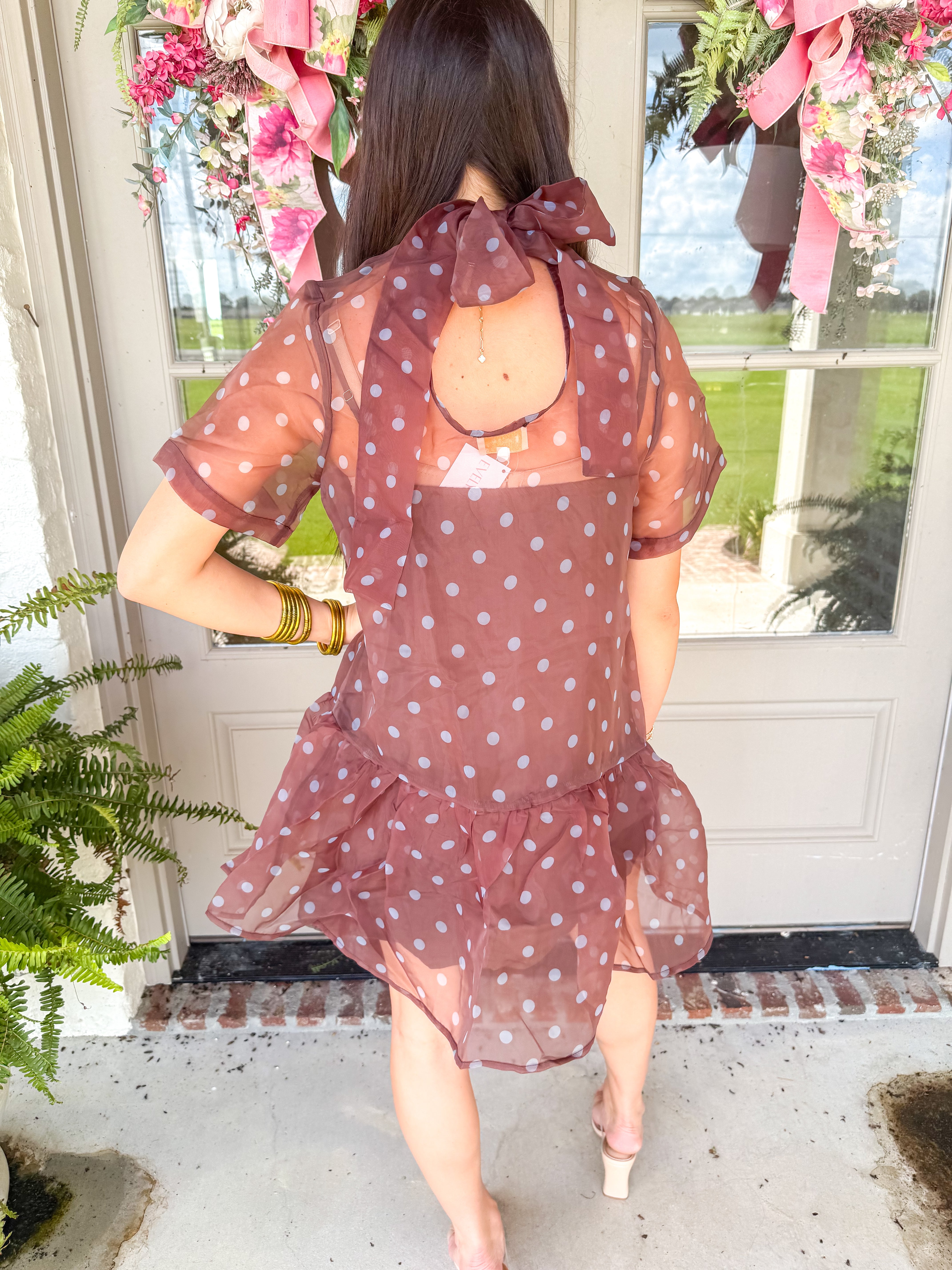 Dusty Blue Polka Dot Mini Dress