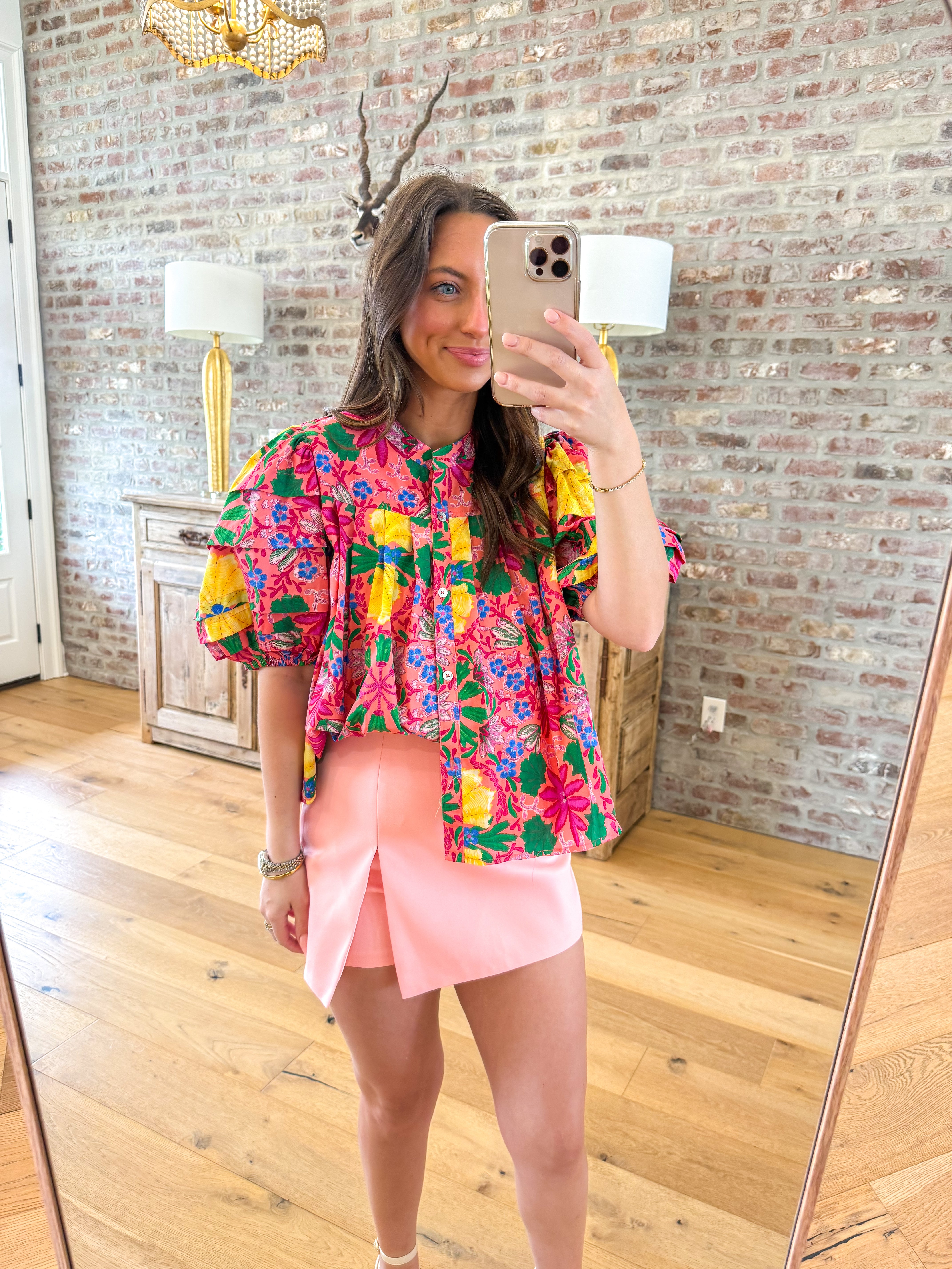 Cloe Floral Puff-sleeve Top