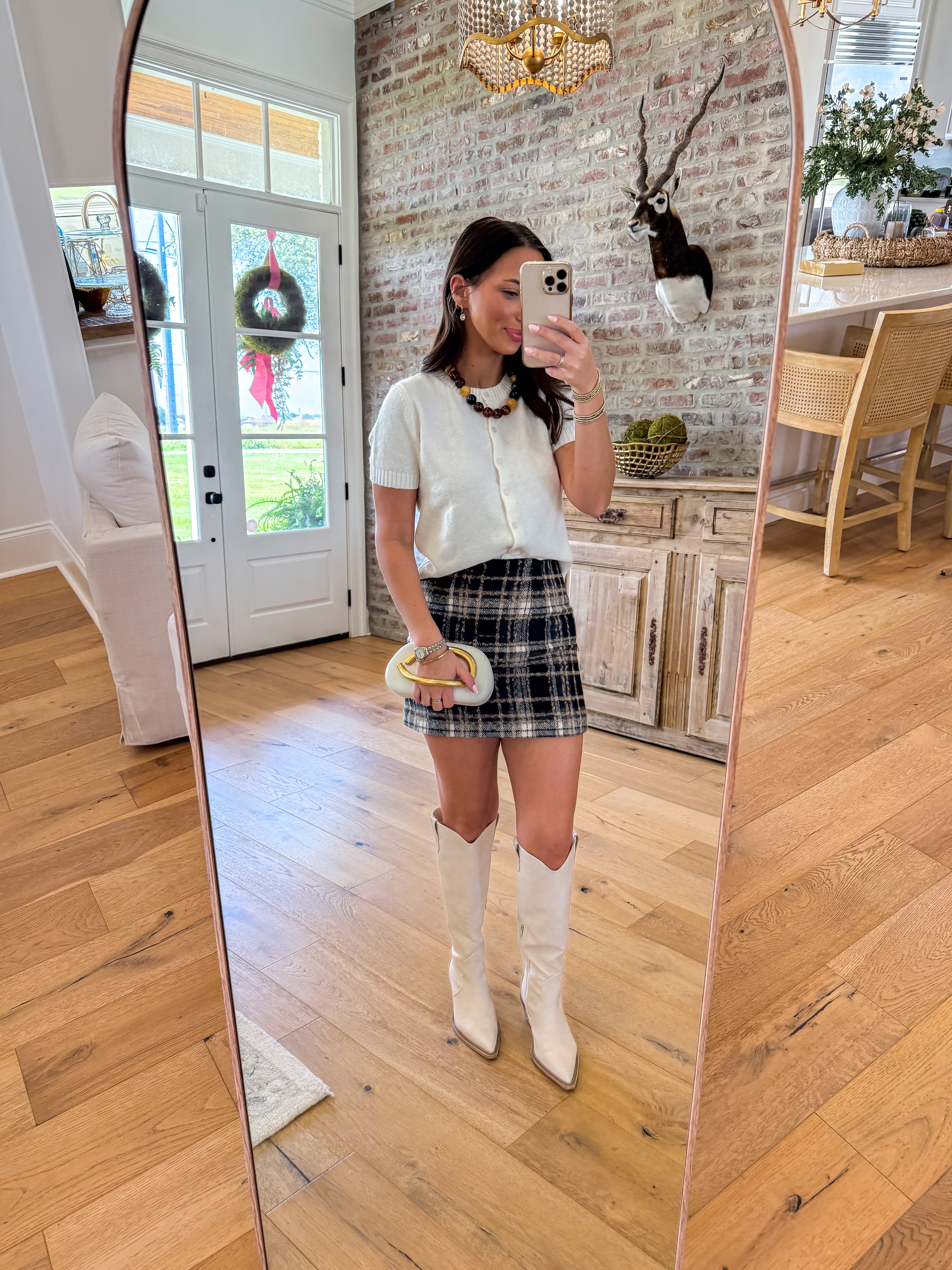 Elise Plaid Mini Skirt Navy