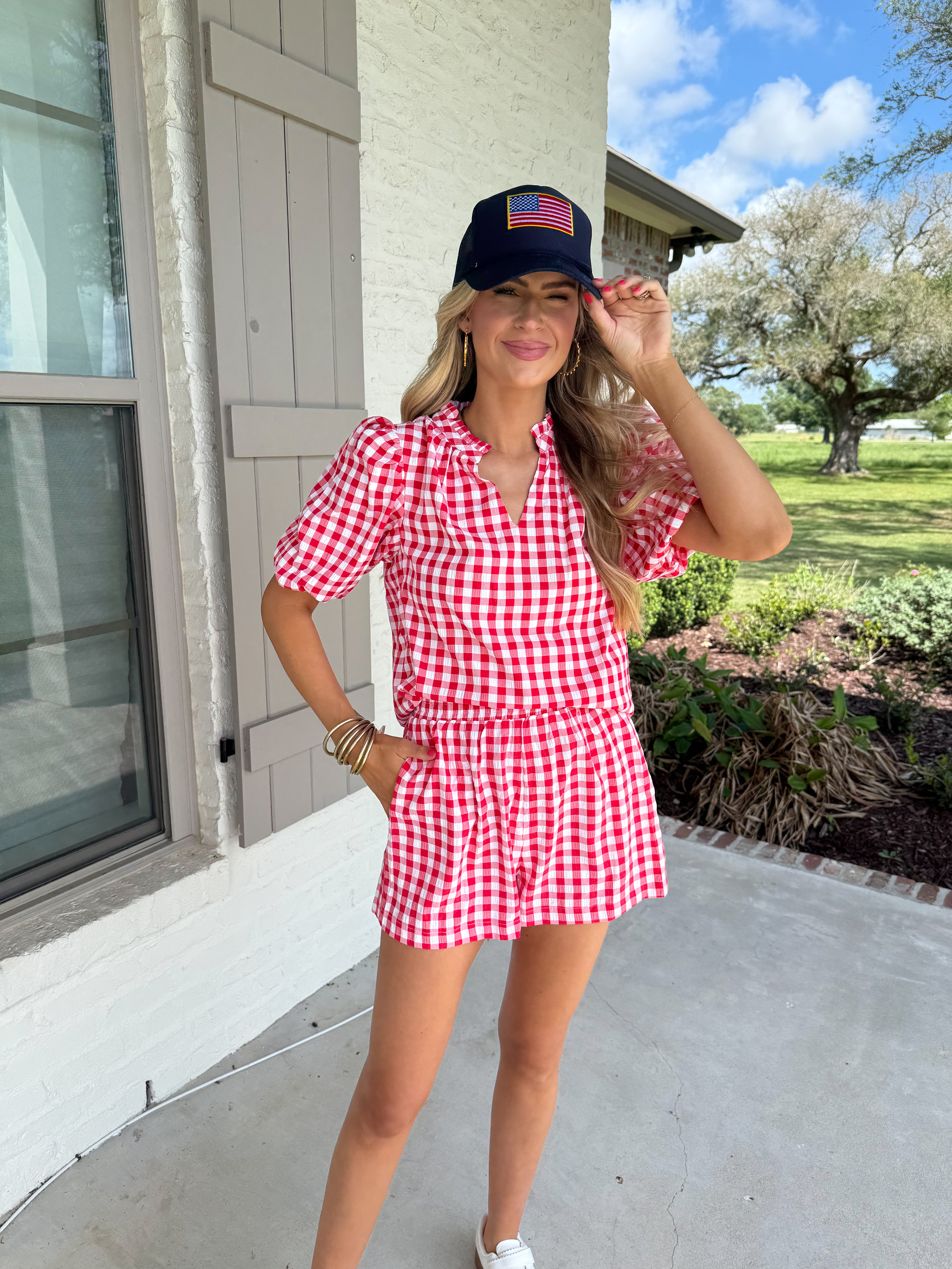 Chelli Checker Gretna Ruffle Blouse