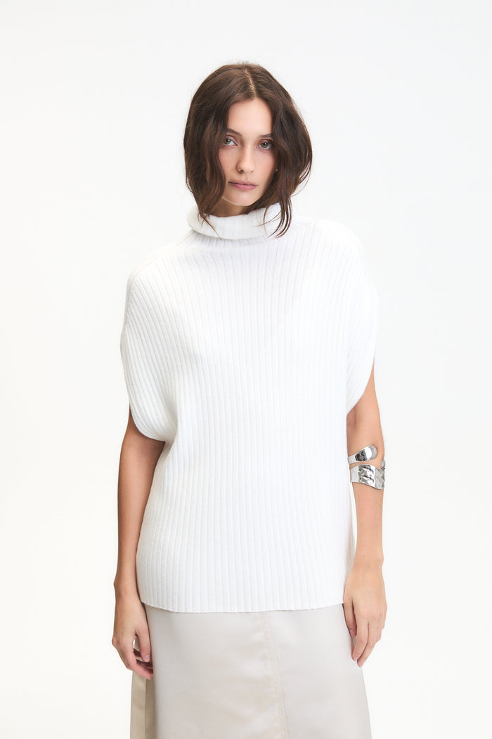 Marlon Ecru Turtleneck Vest