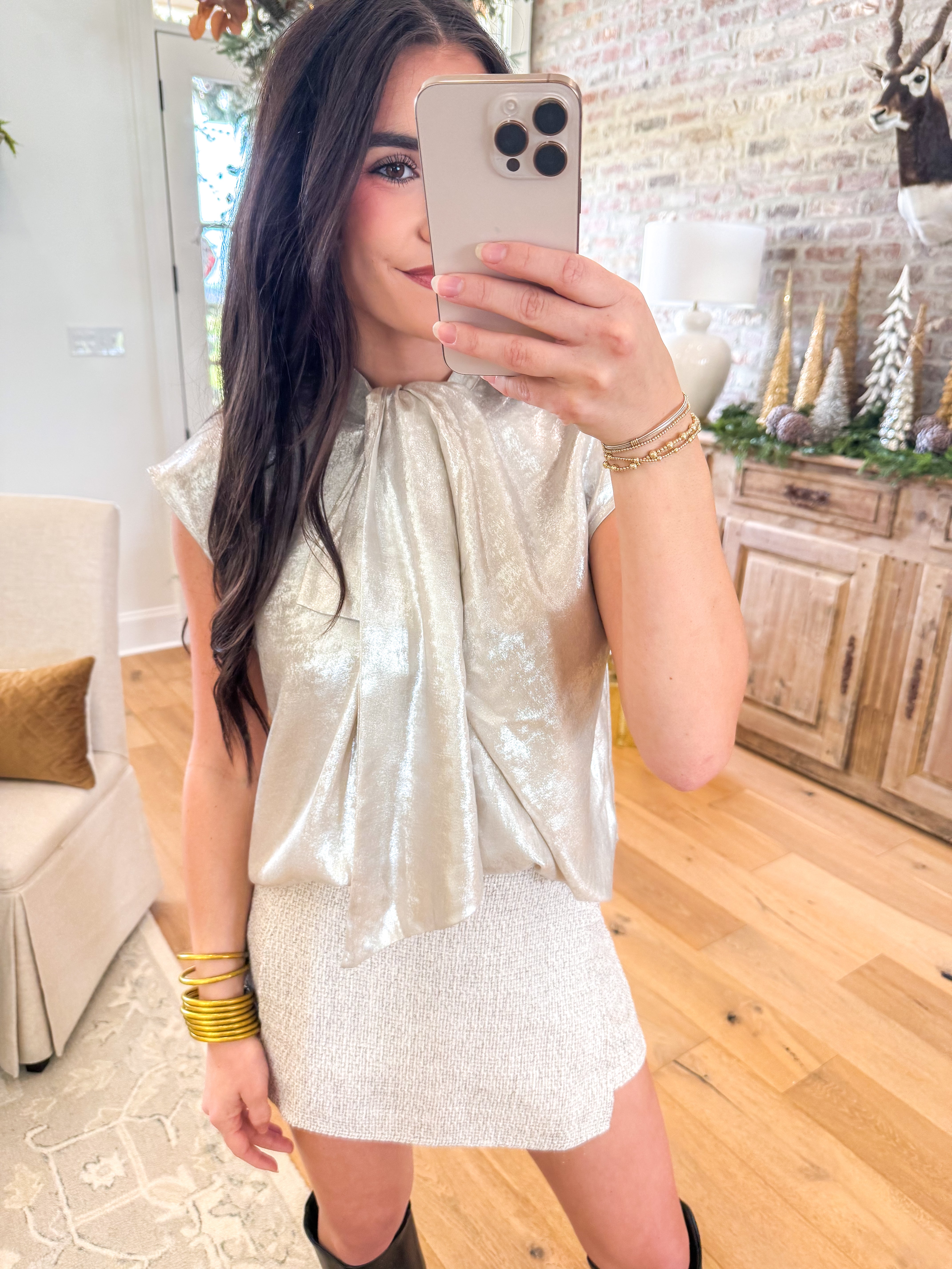 The Champagne Hour Bow Blouse