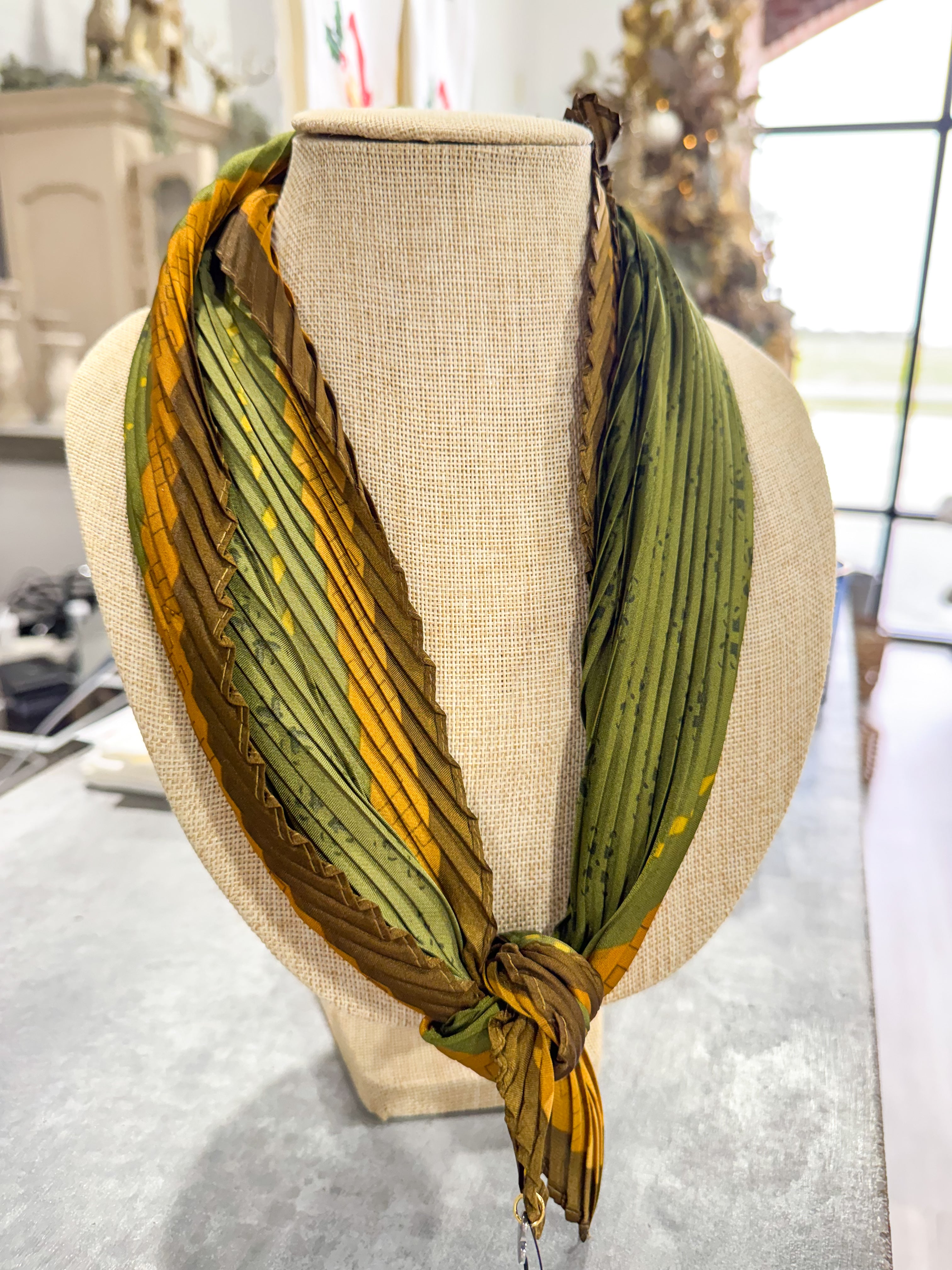 Olive & Brown Abstract Scarf