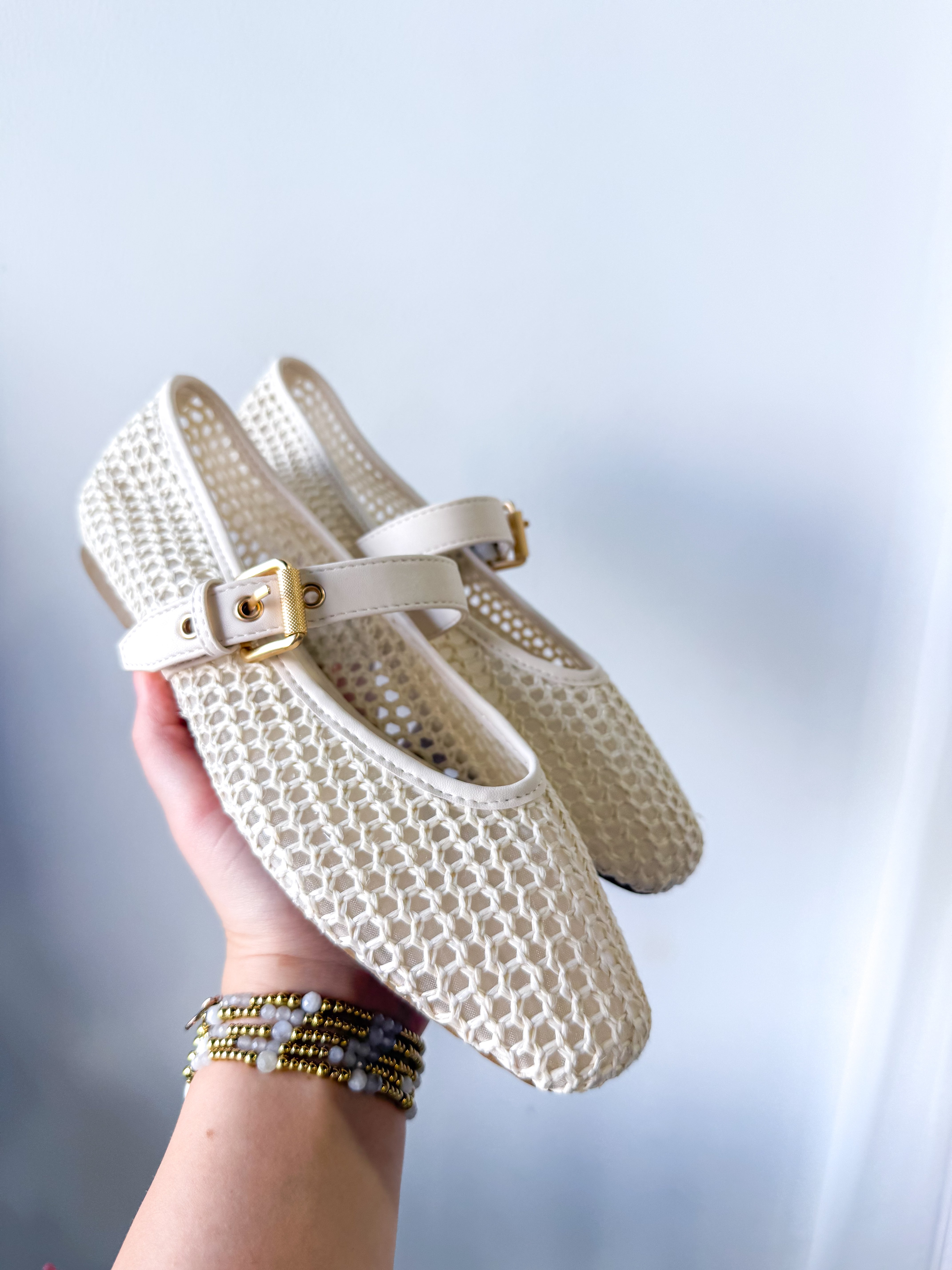 Mulaney Ivory woven Ballet Flats