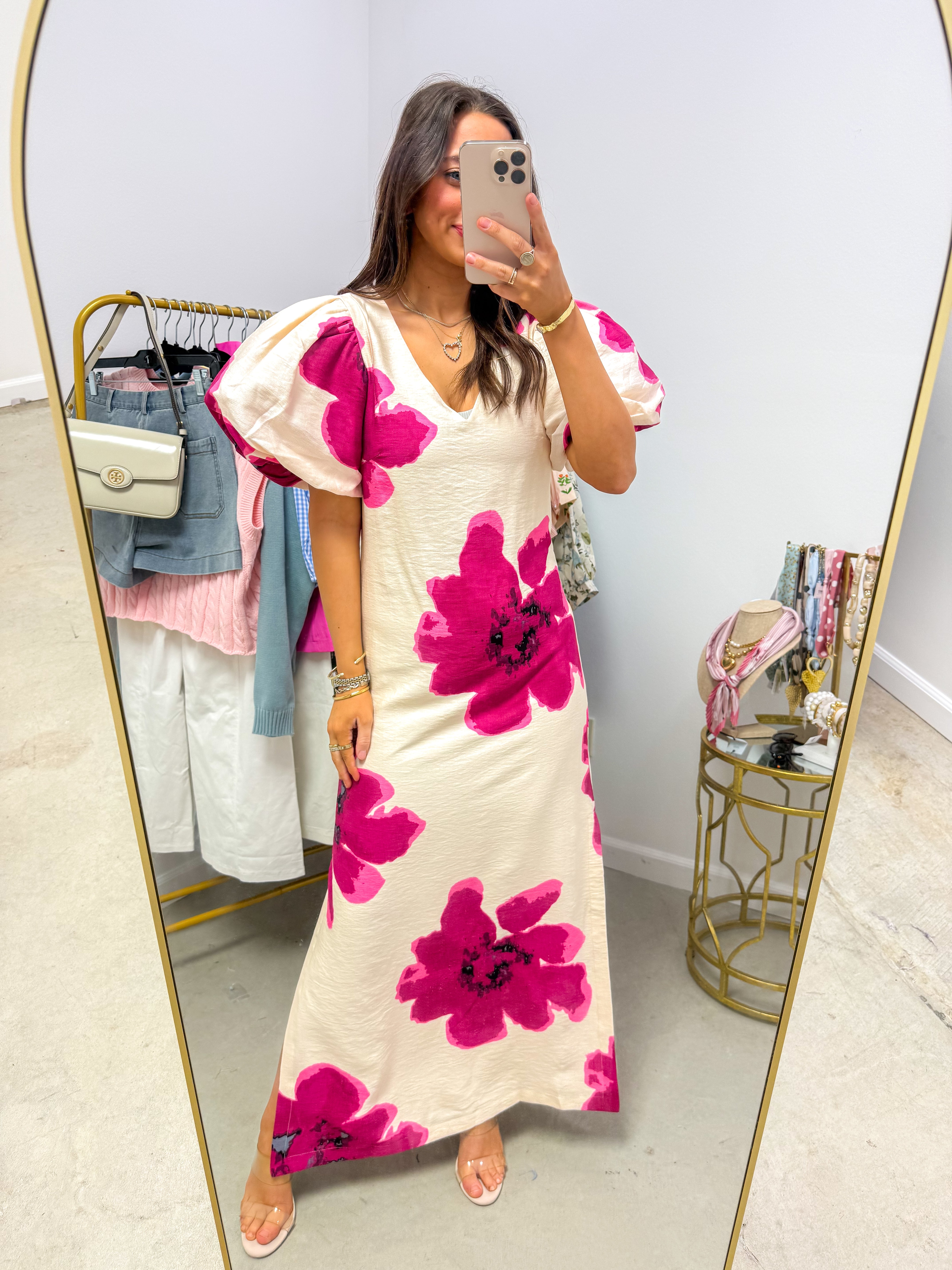 Audrey Fuchsia A-Line Floral Maxi