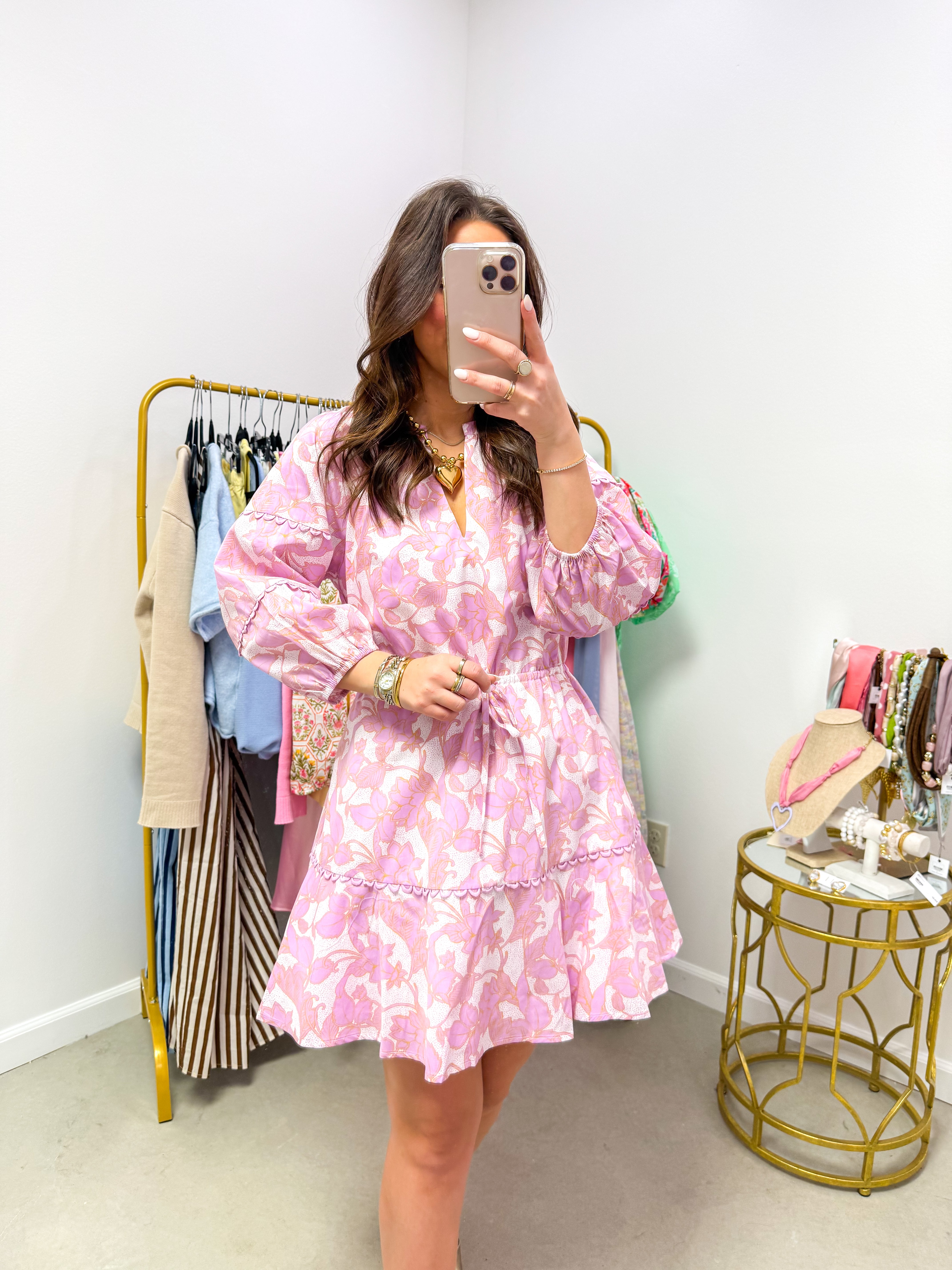 Daney Floral Dabria Split Neck Mini Dress