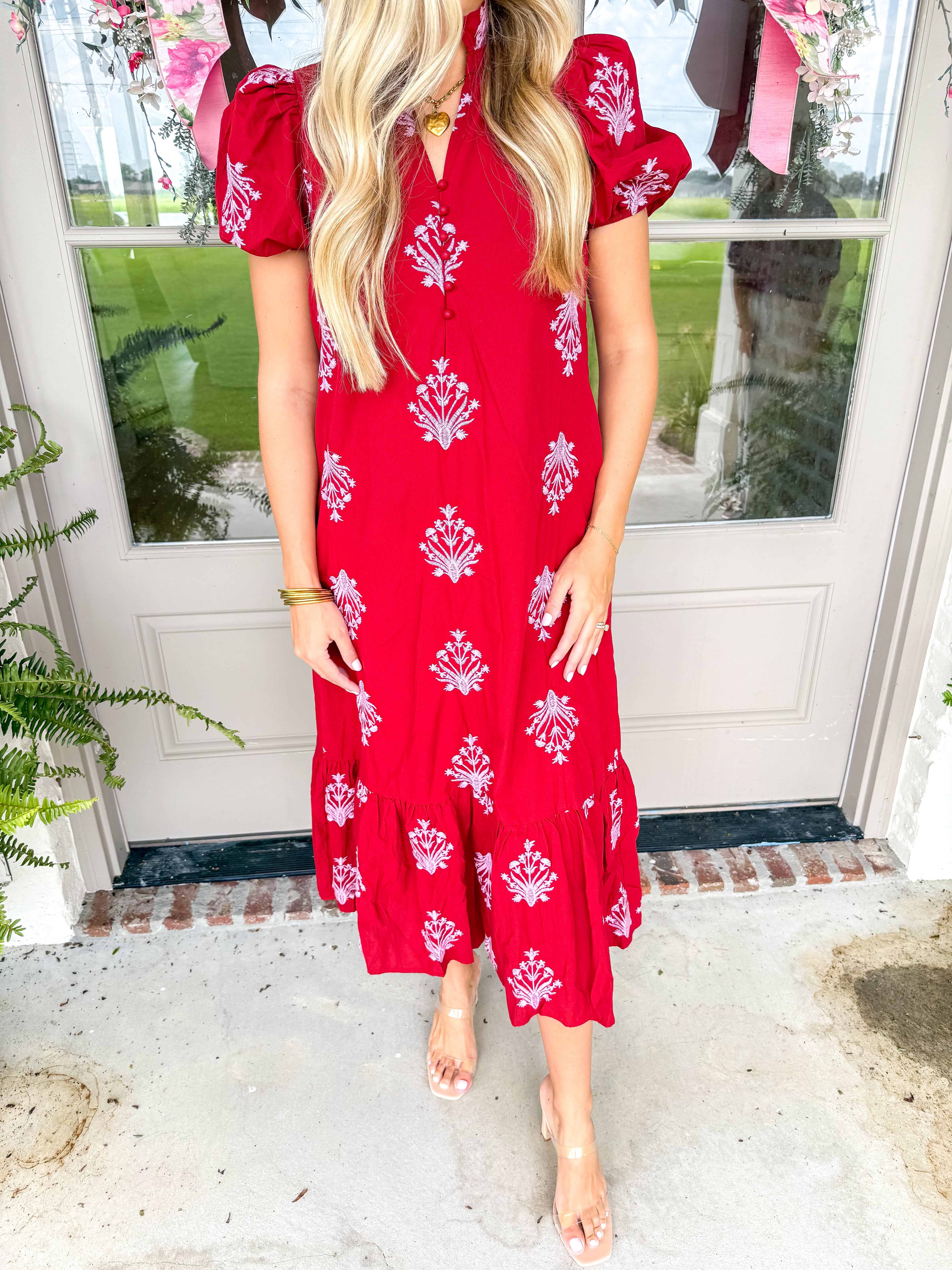 The Wildflower Embroidered Midi Burgundy