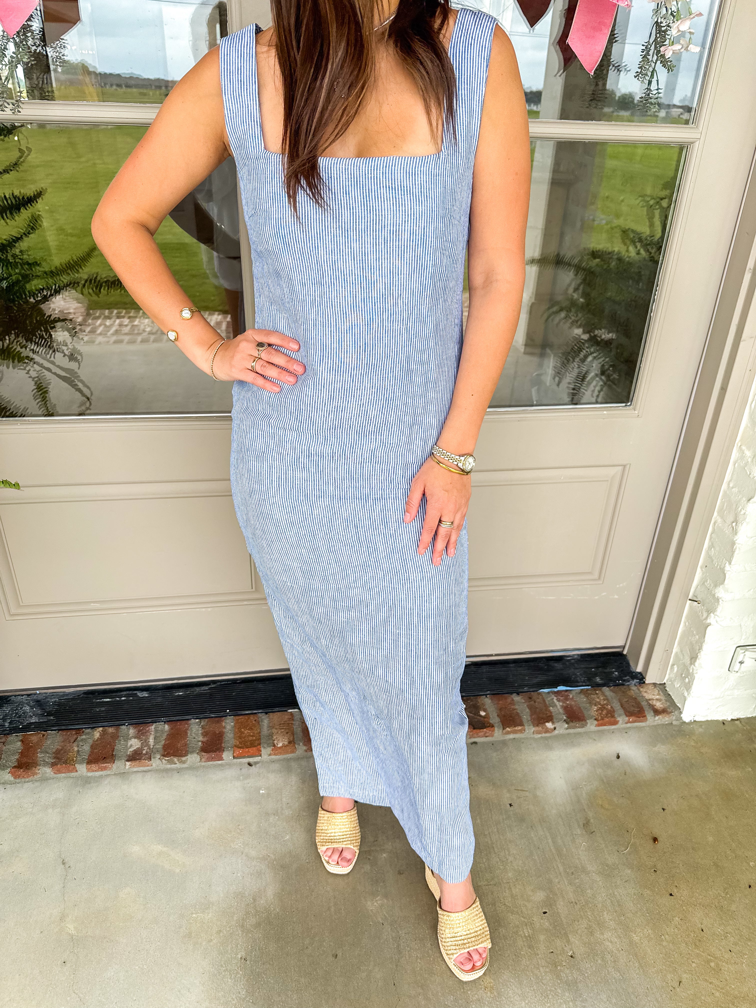 Mia Stripe Square Neck Maxi