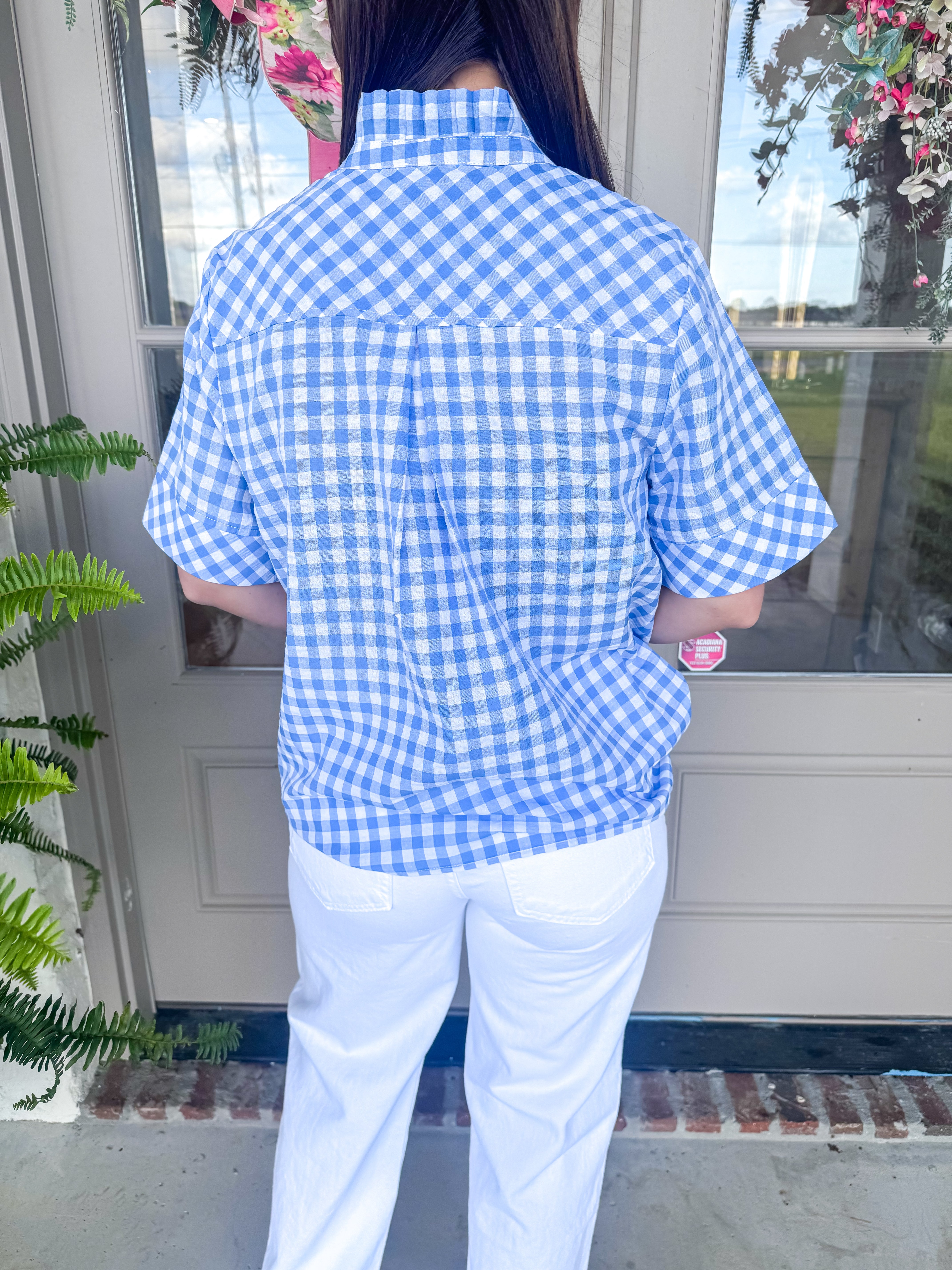 Harlow Blue Gingham Top