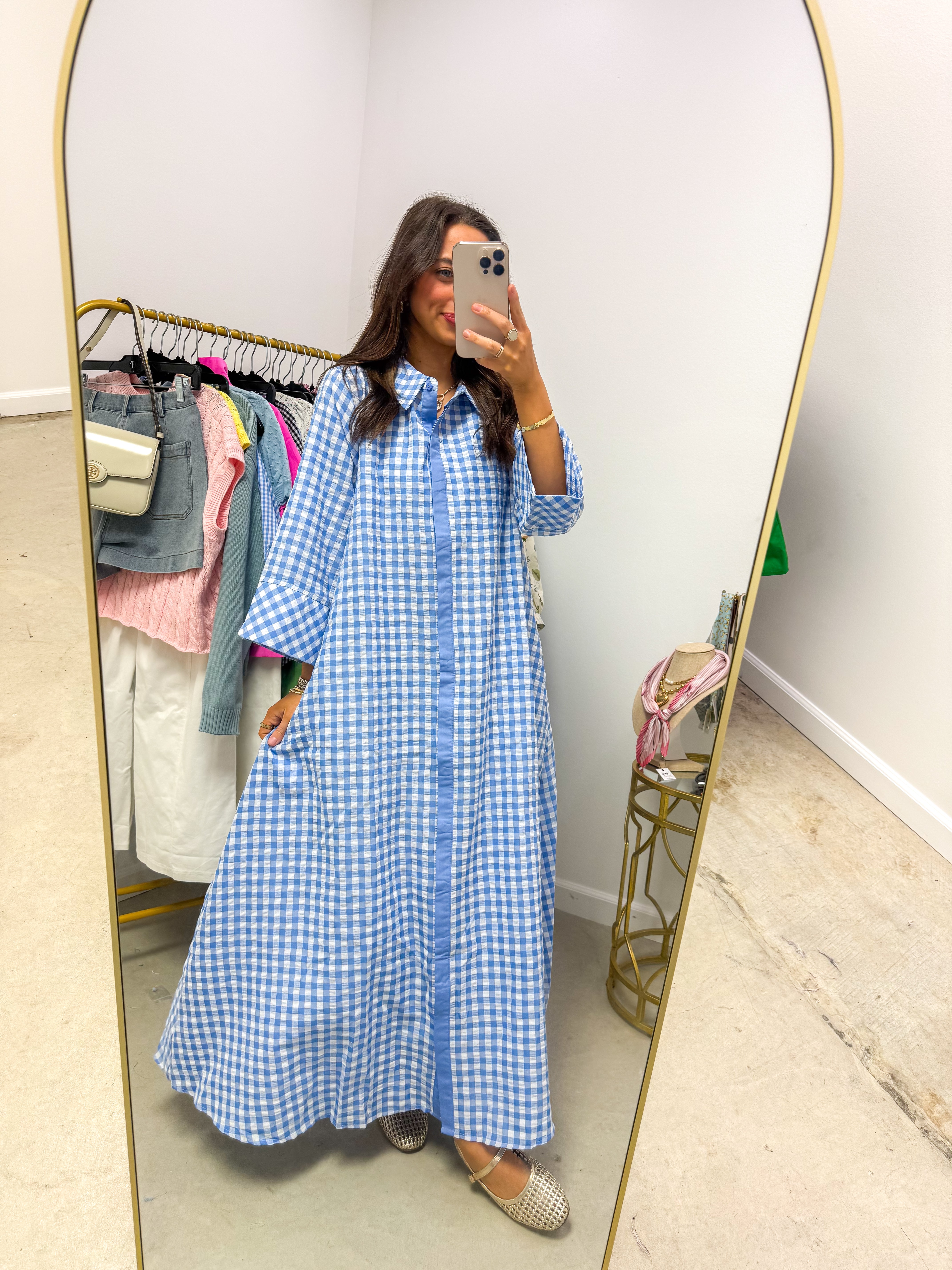 Stripes & Smiles Blue Midi Dress