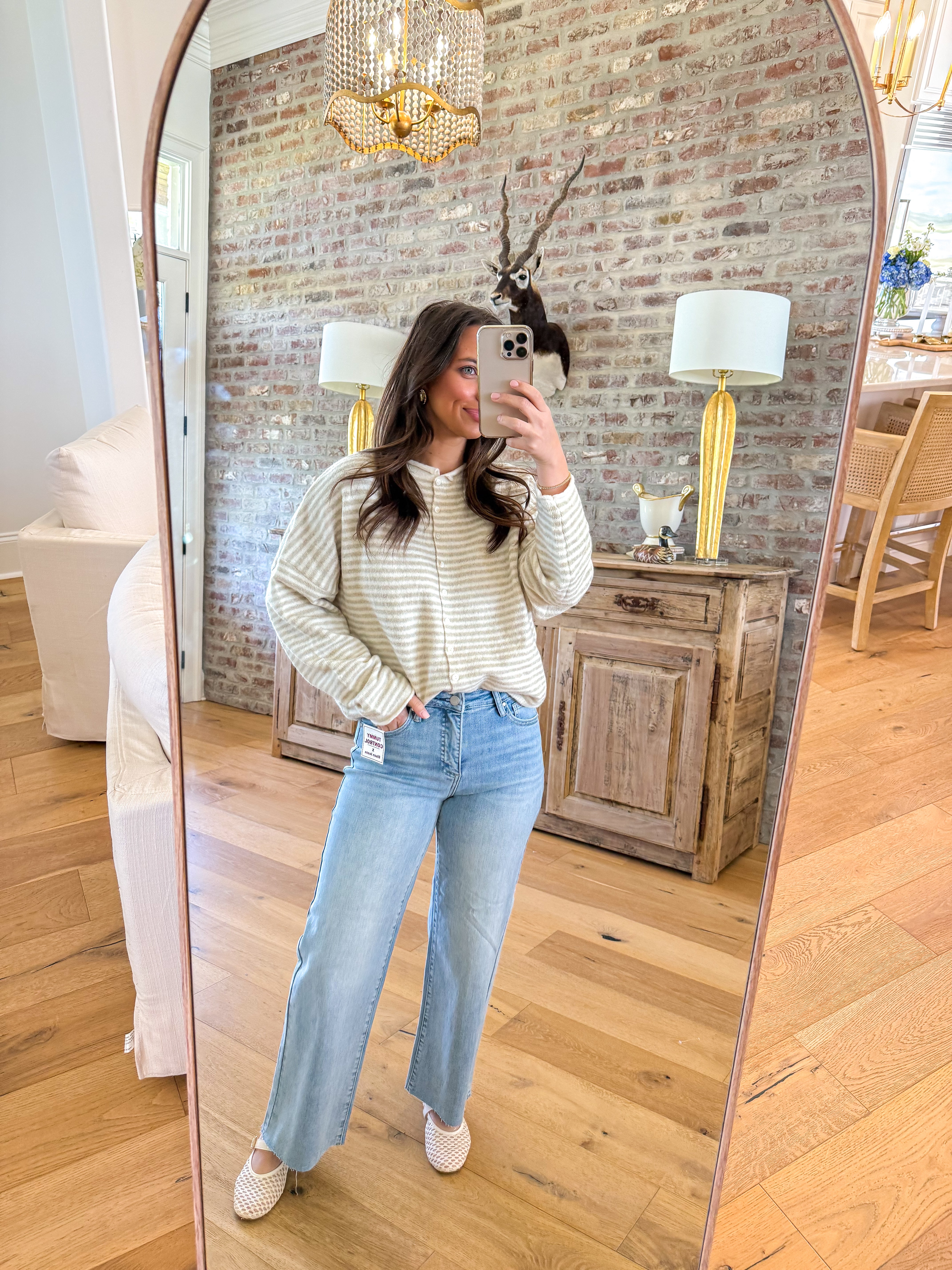 Piper Cardigan Striped Taupe