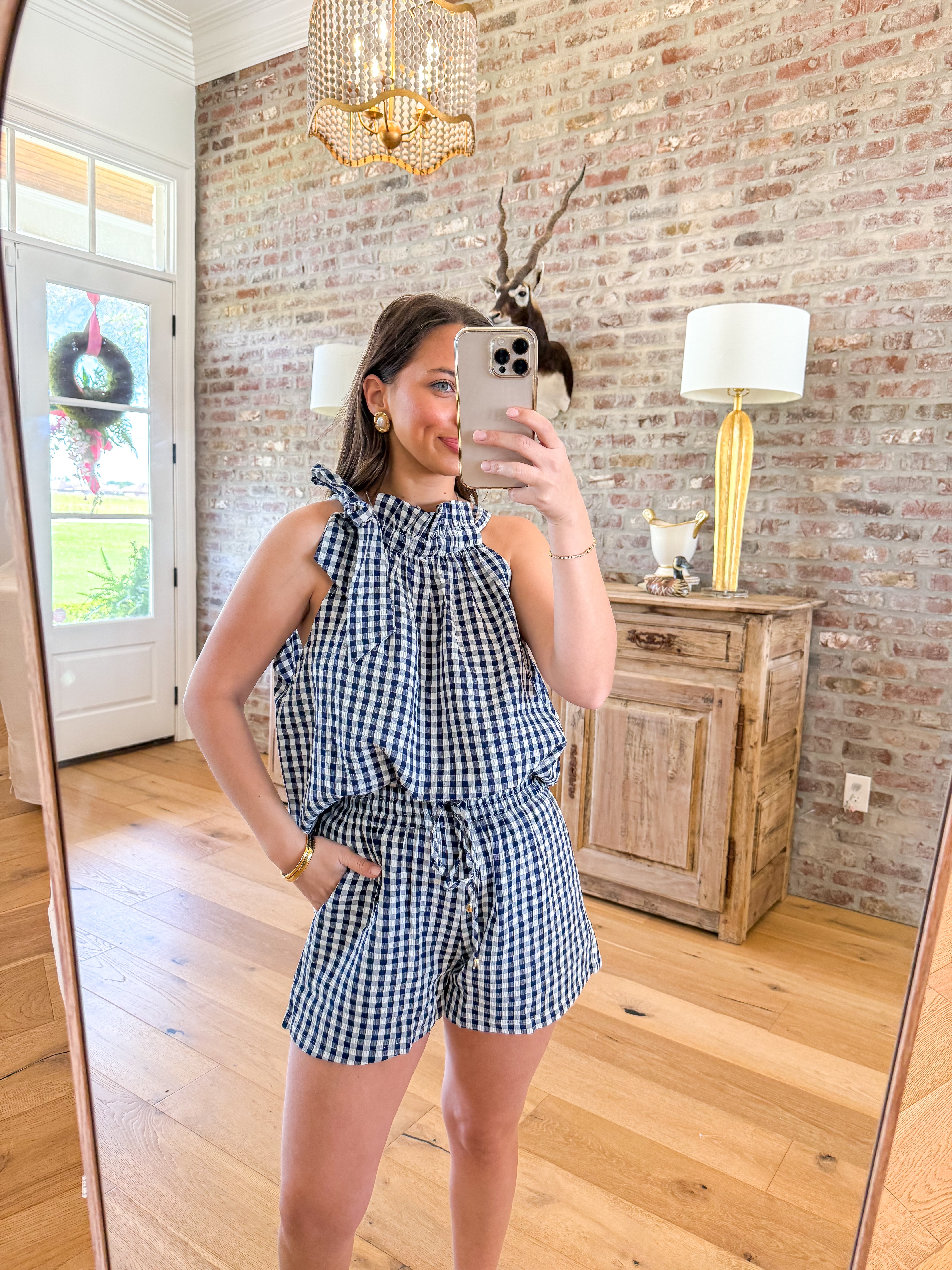 Navy Gingham Getaway Set