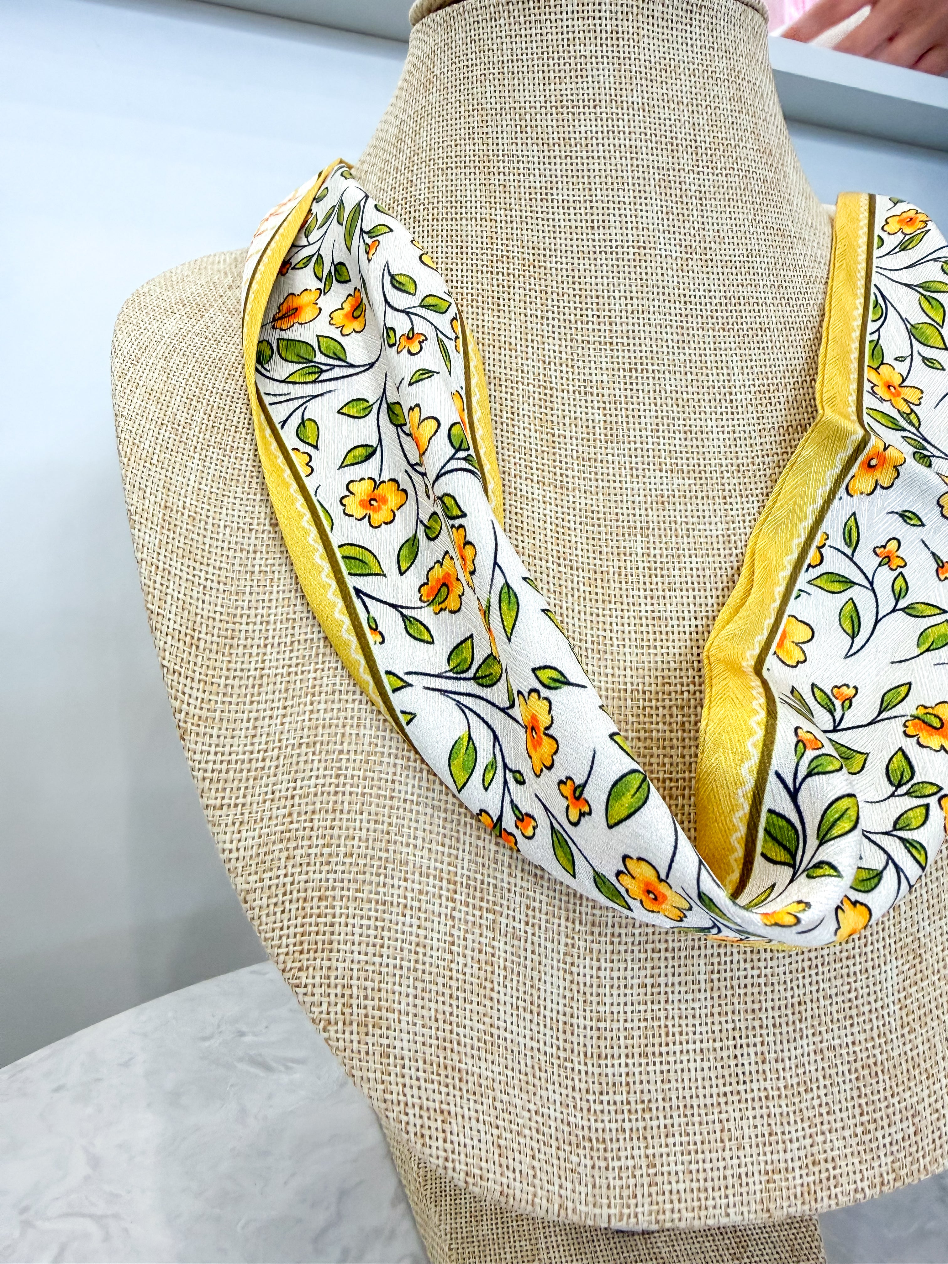 Yellow Florals Twilly Scarf