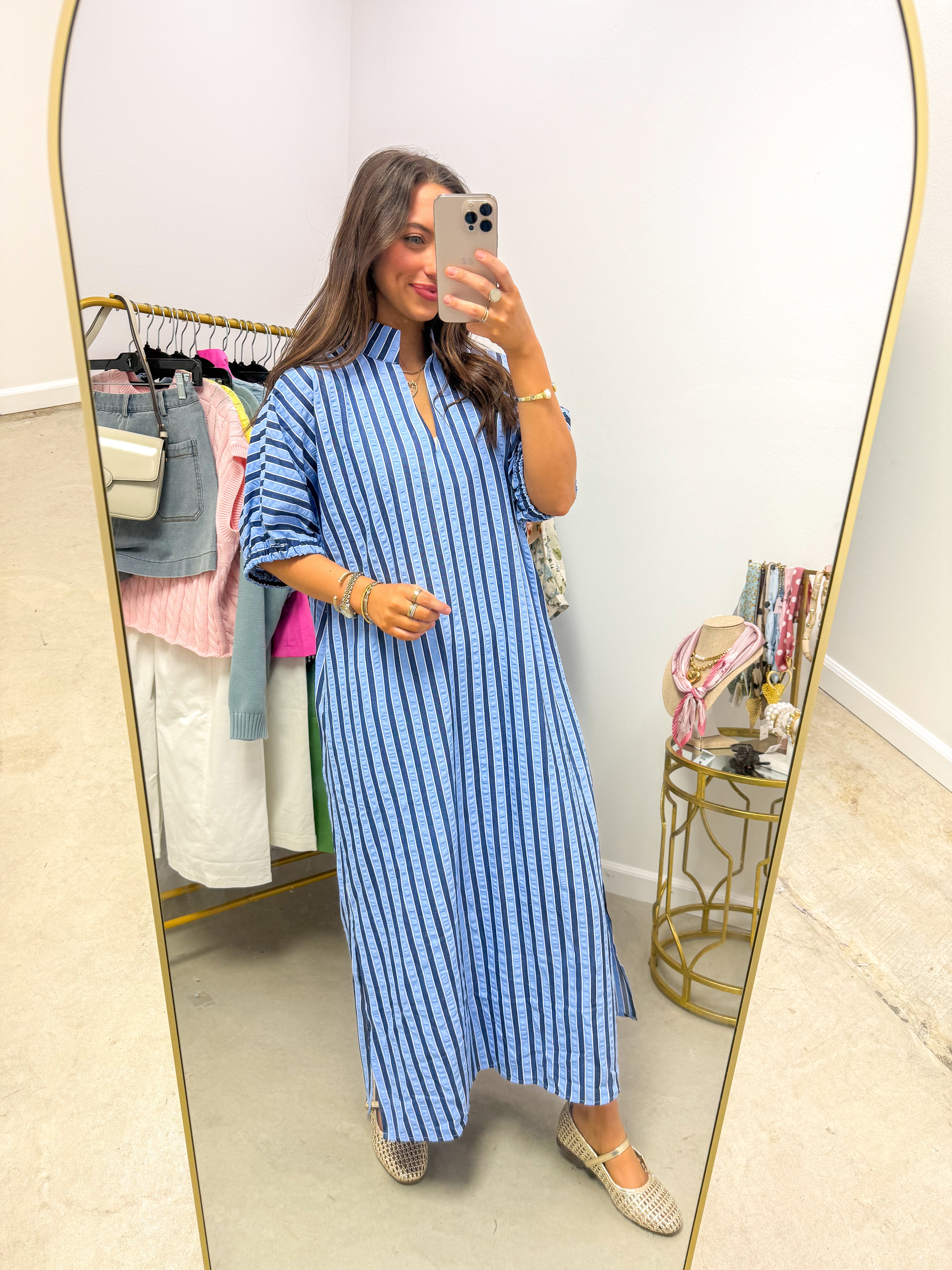 Costal Breeze Navy Stripe Midi