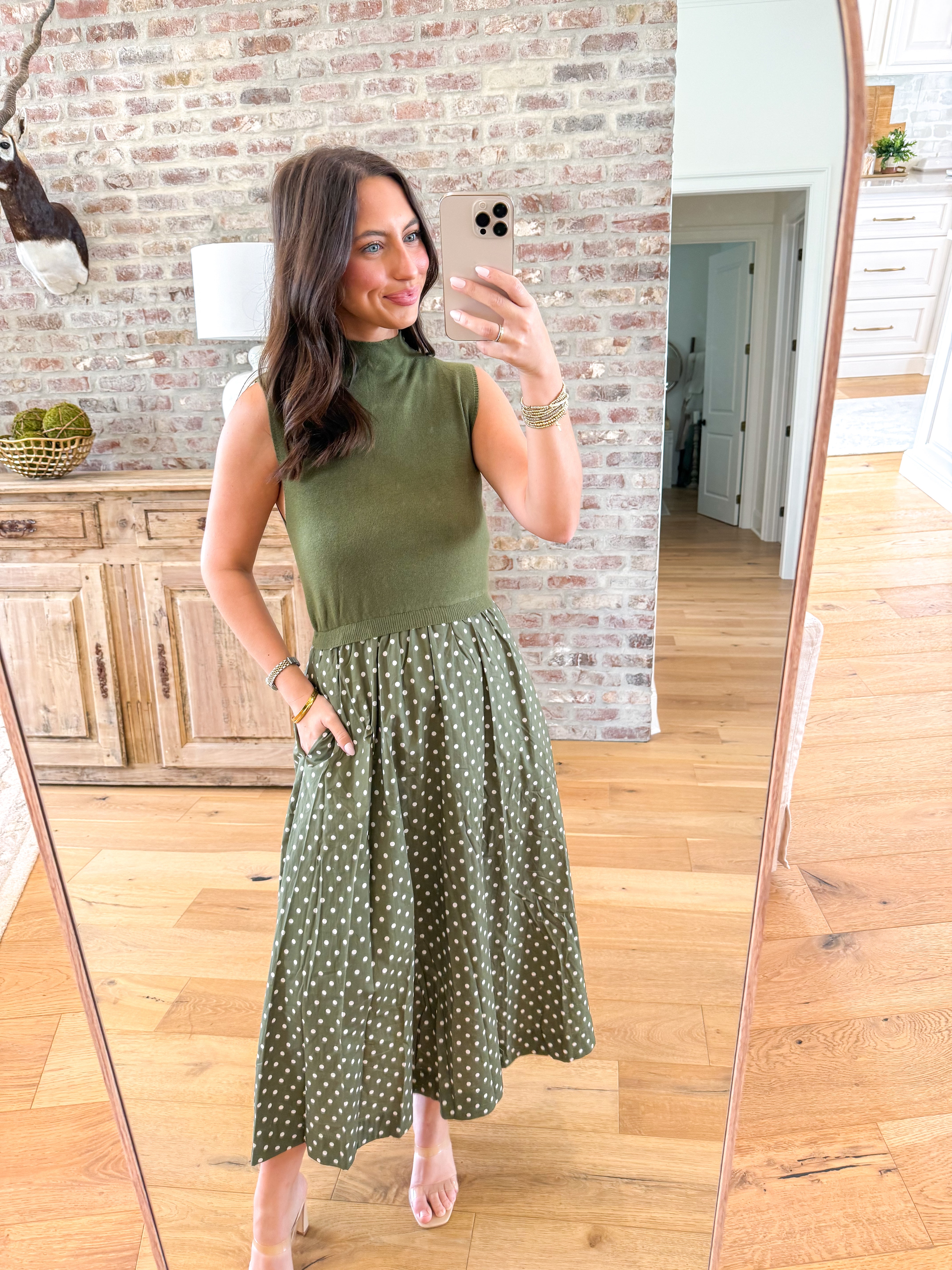 Olive You Polka Dot Midi Dress