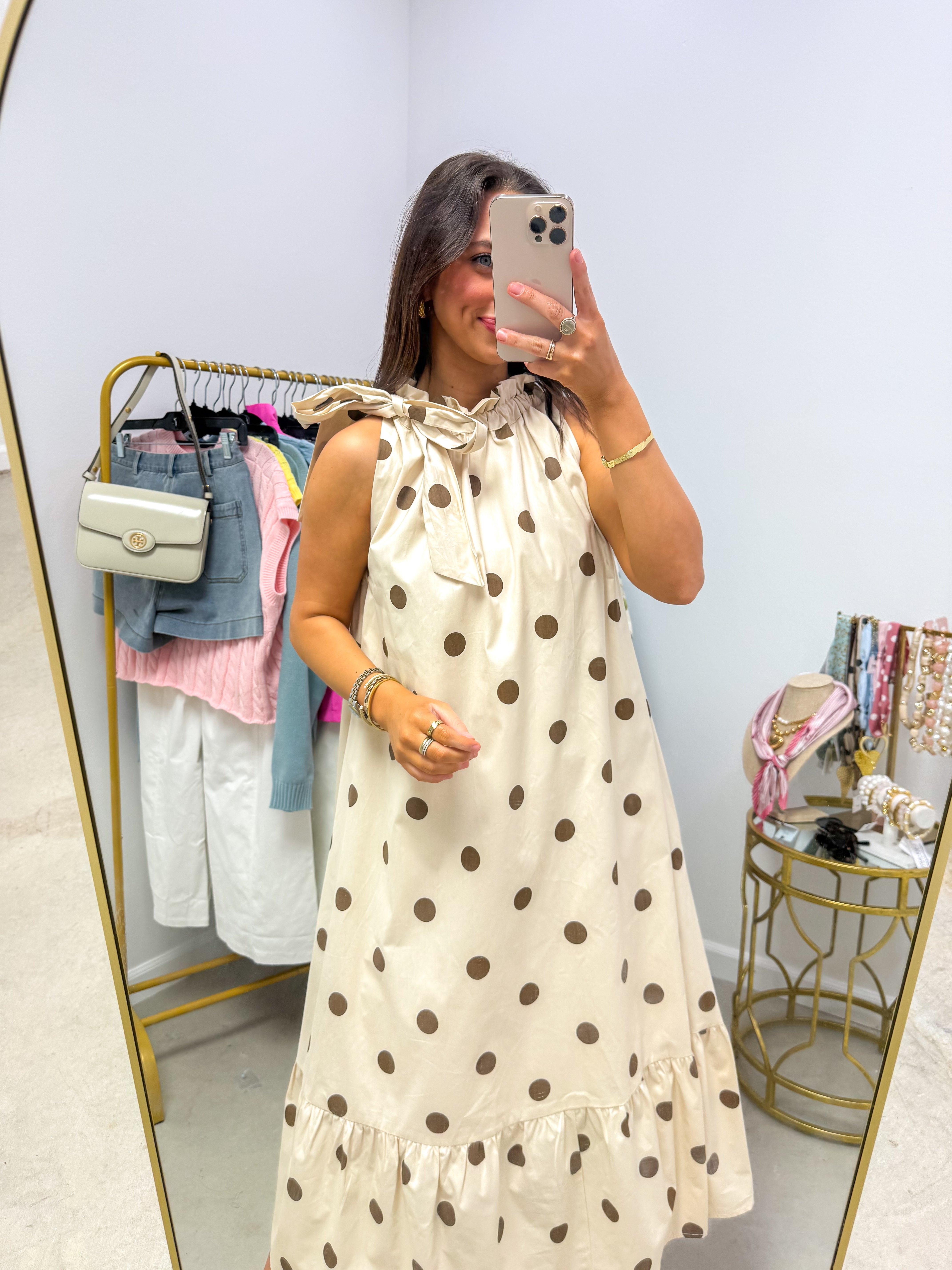 Pretty In Polka Brown Midi