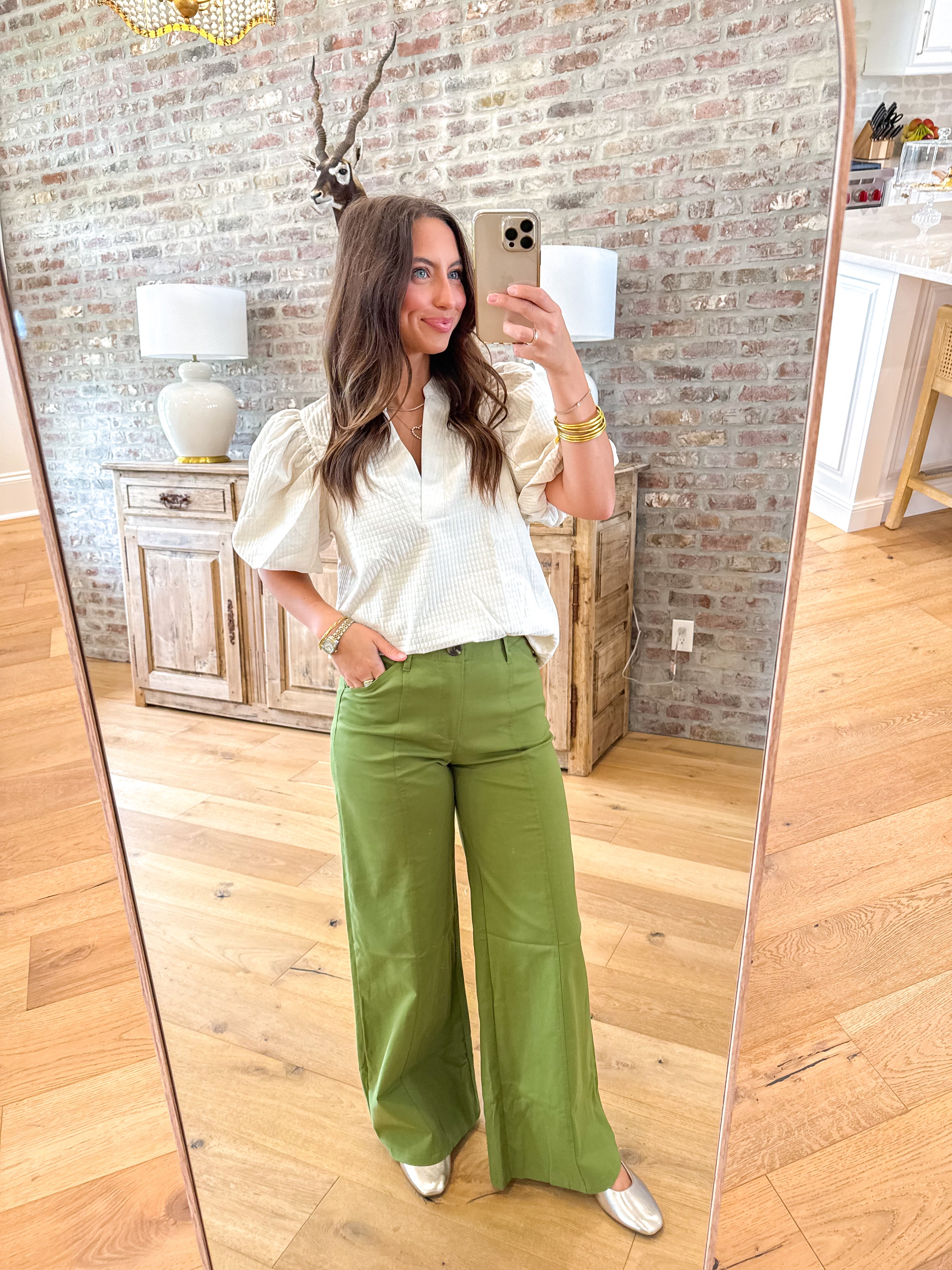 The Hadley Puff Sleeve Top Off White