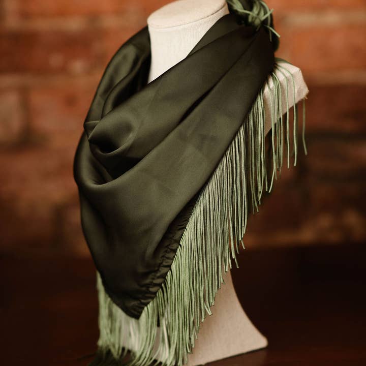 Solid Fringe Scarf Ollive Green