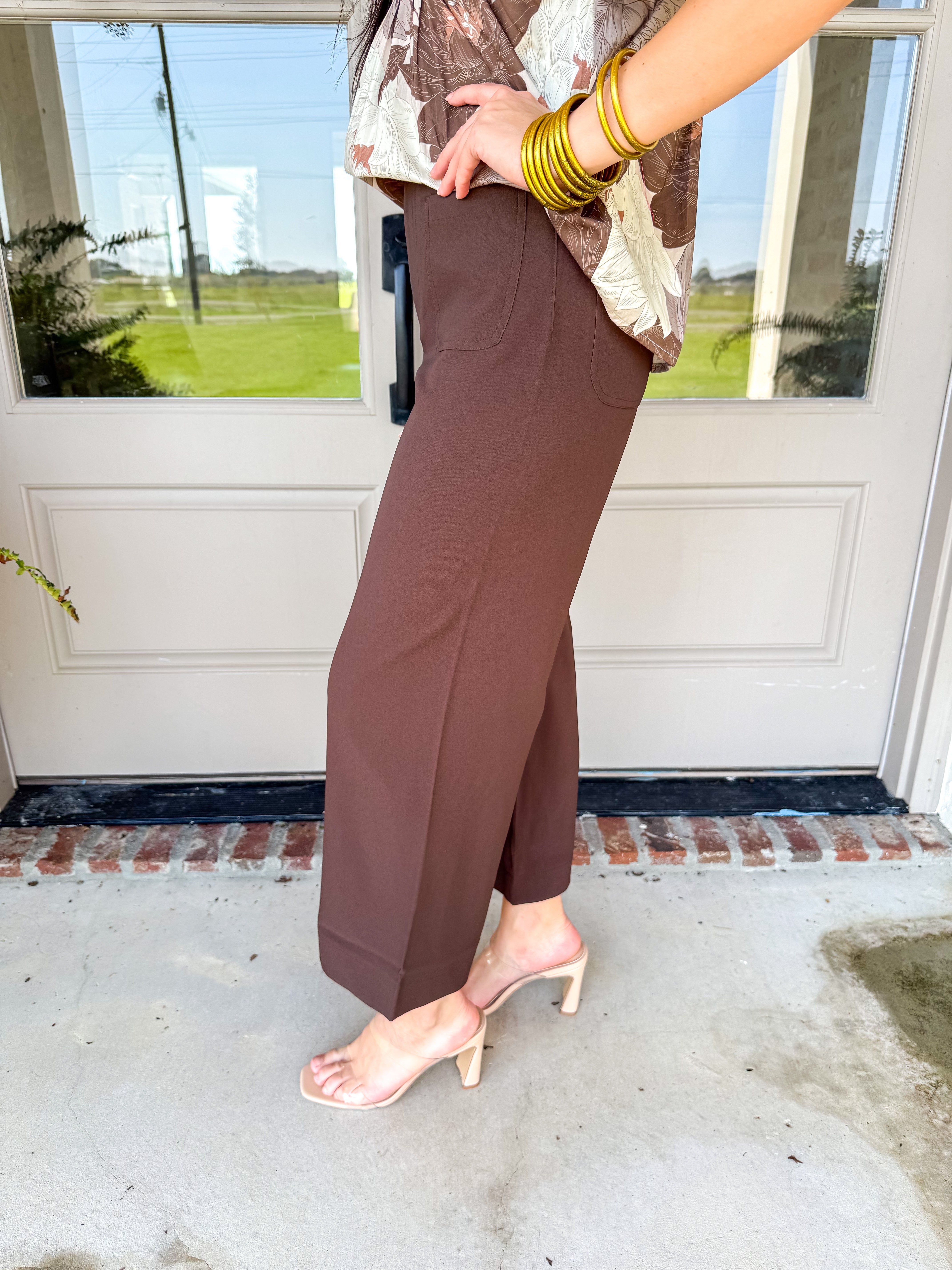 Colette Cropped Wide-Leg Trousers Brown