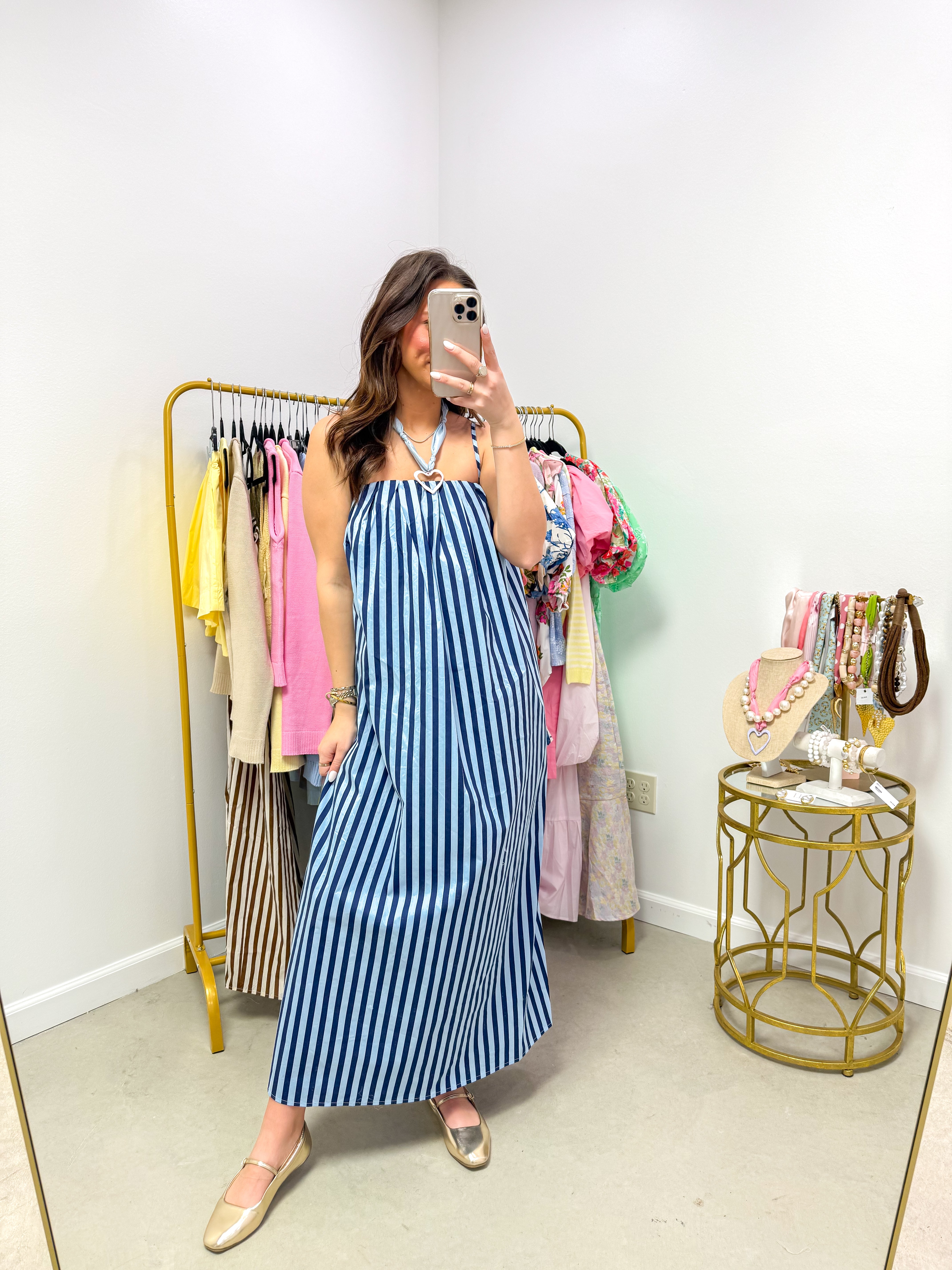 The Sweet Stripe Navy Midi