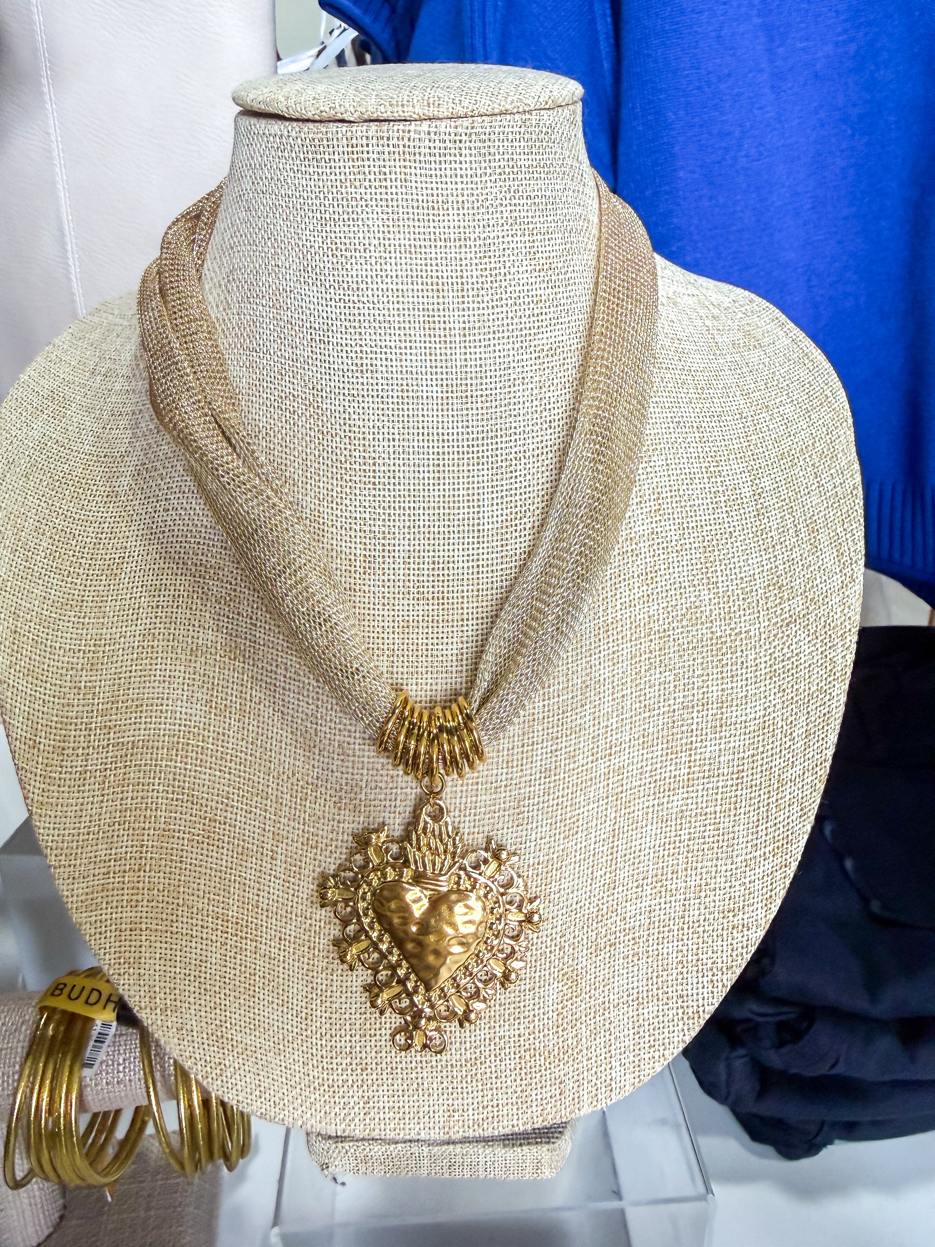 Gold on Gold Heart Necklace
