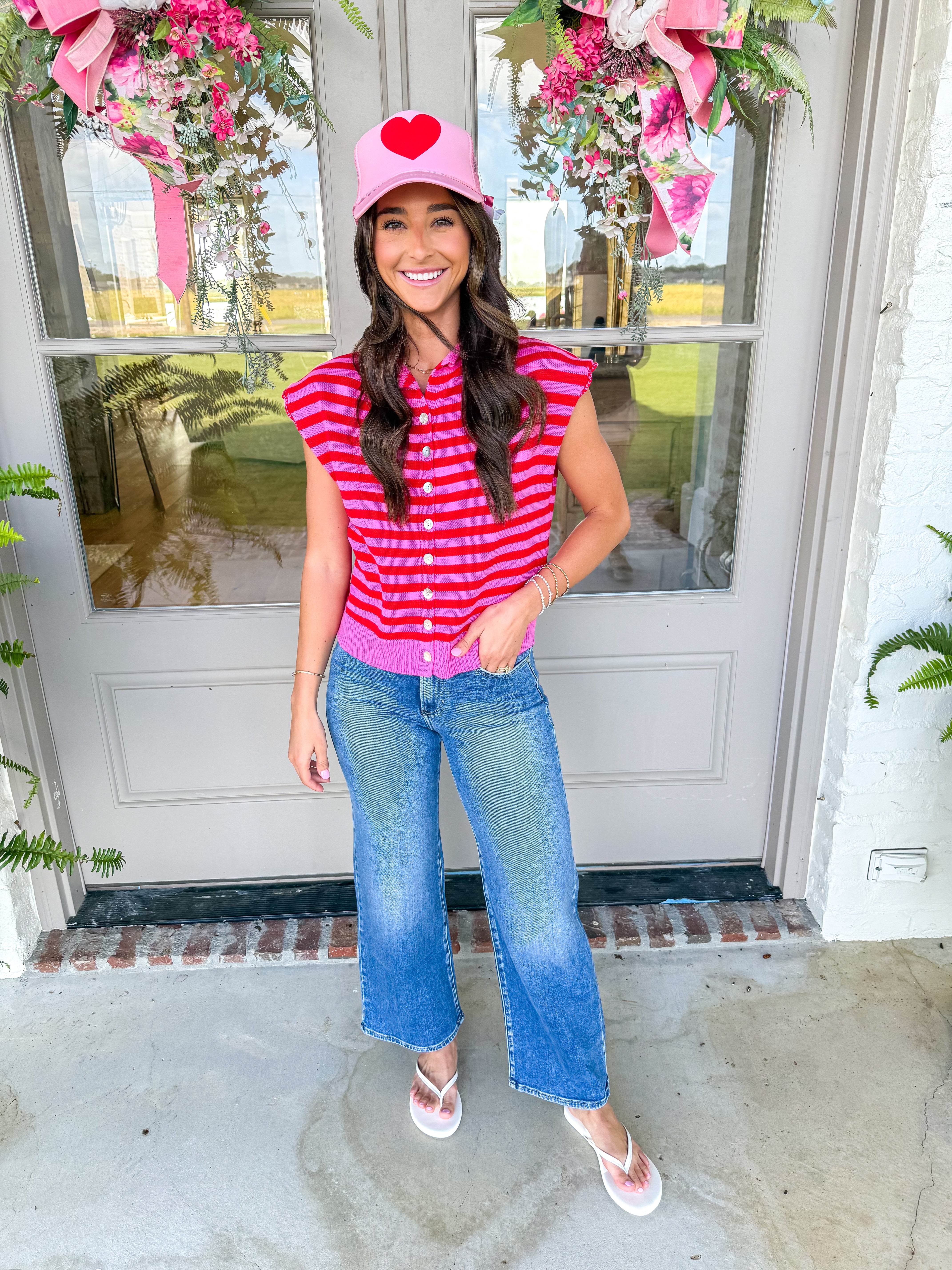 Pink Striped Away Cardigan