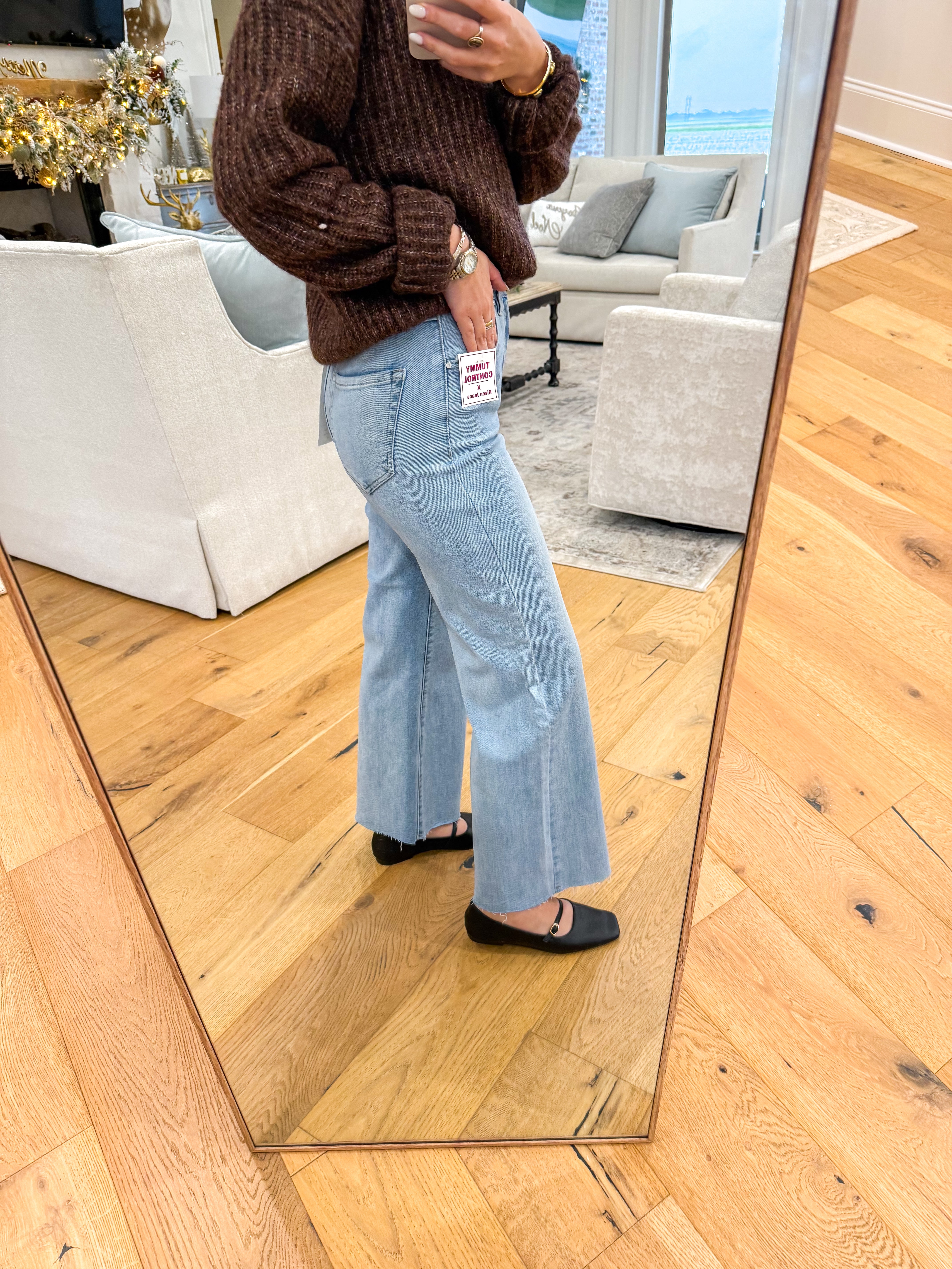 Karlie HR Light Washed Crop Wide Leg