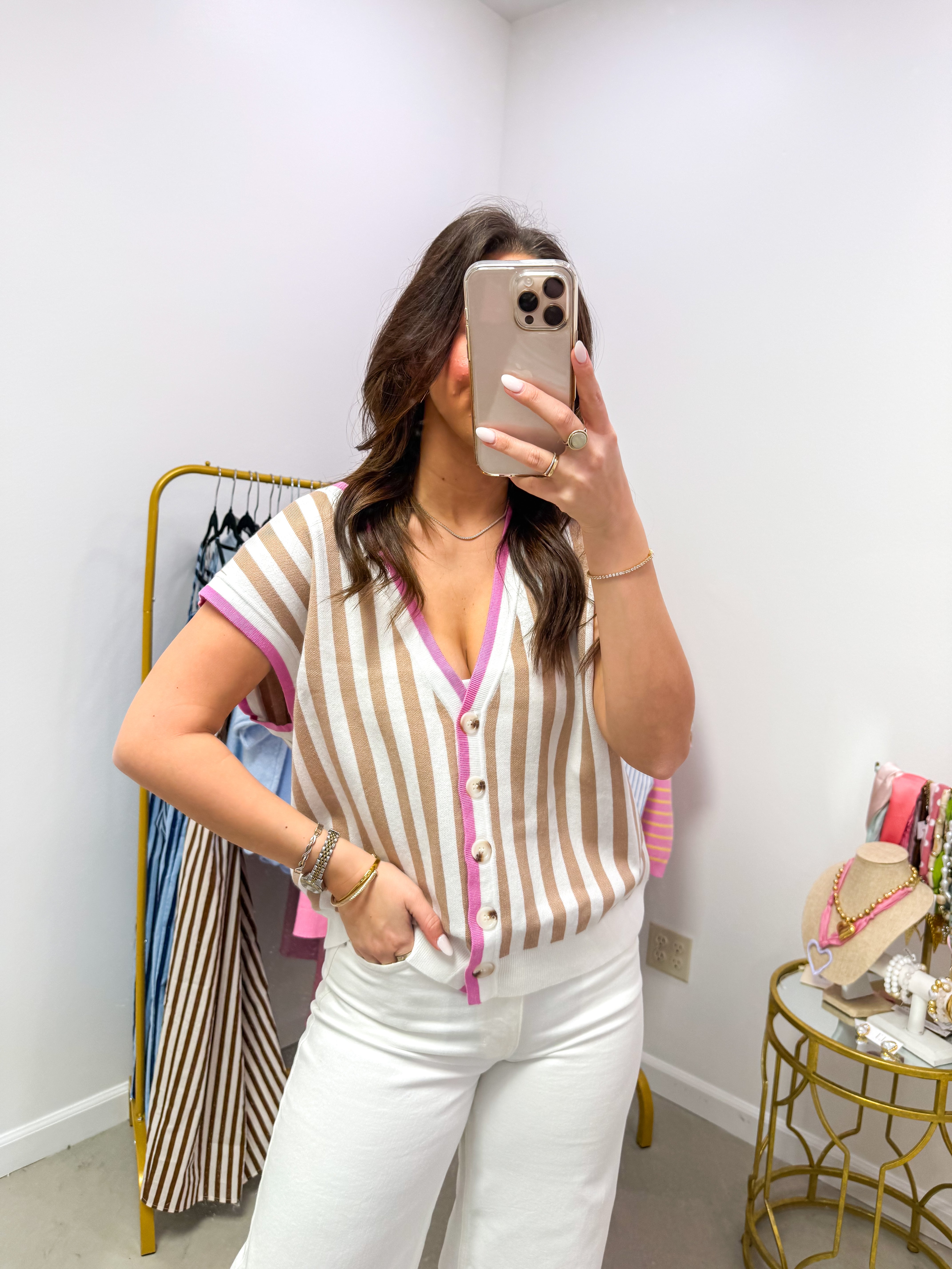 Mocha Dream Stripe Sweater Vest