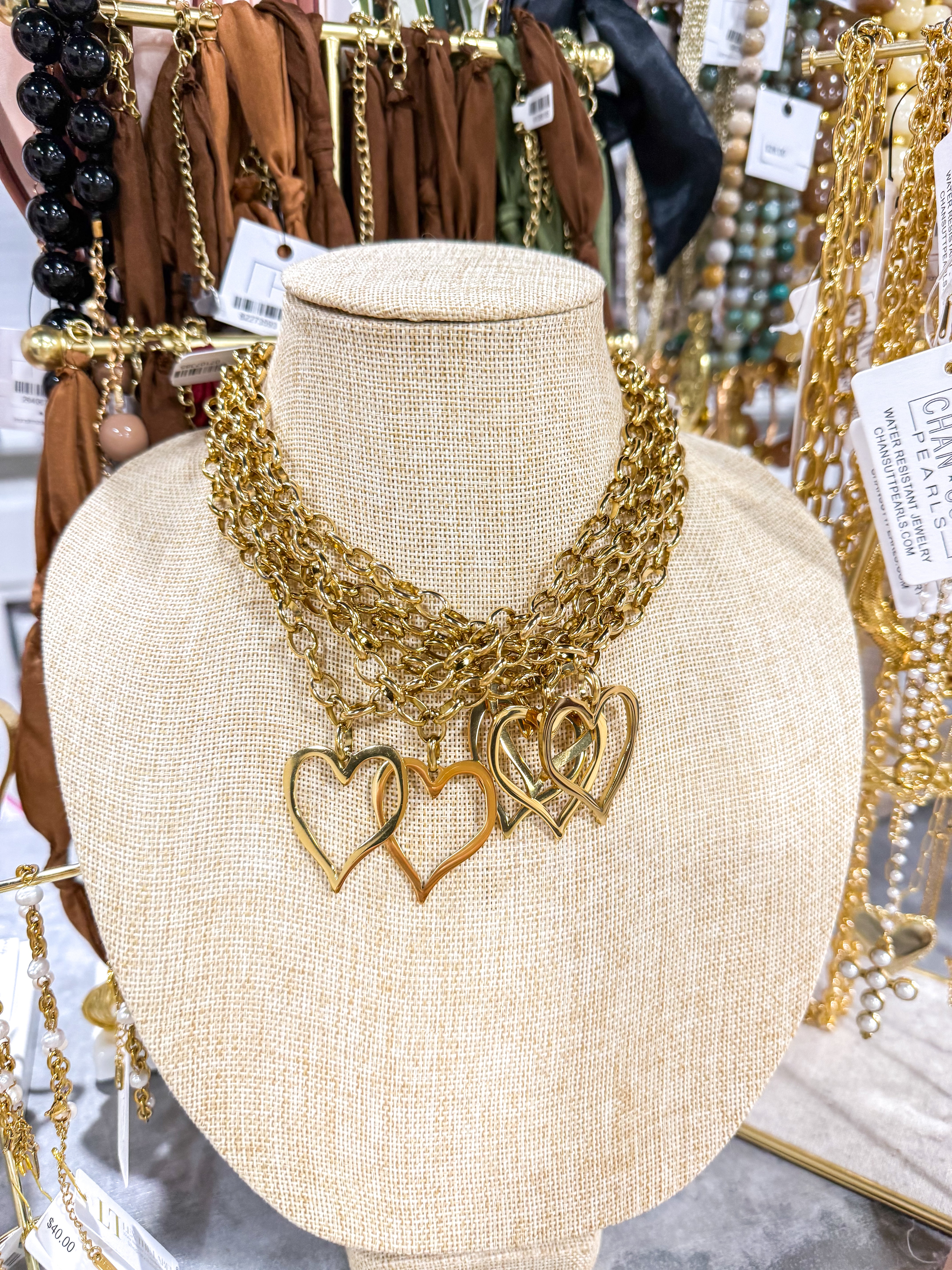Gold Hallow Heart Necklace