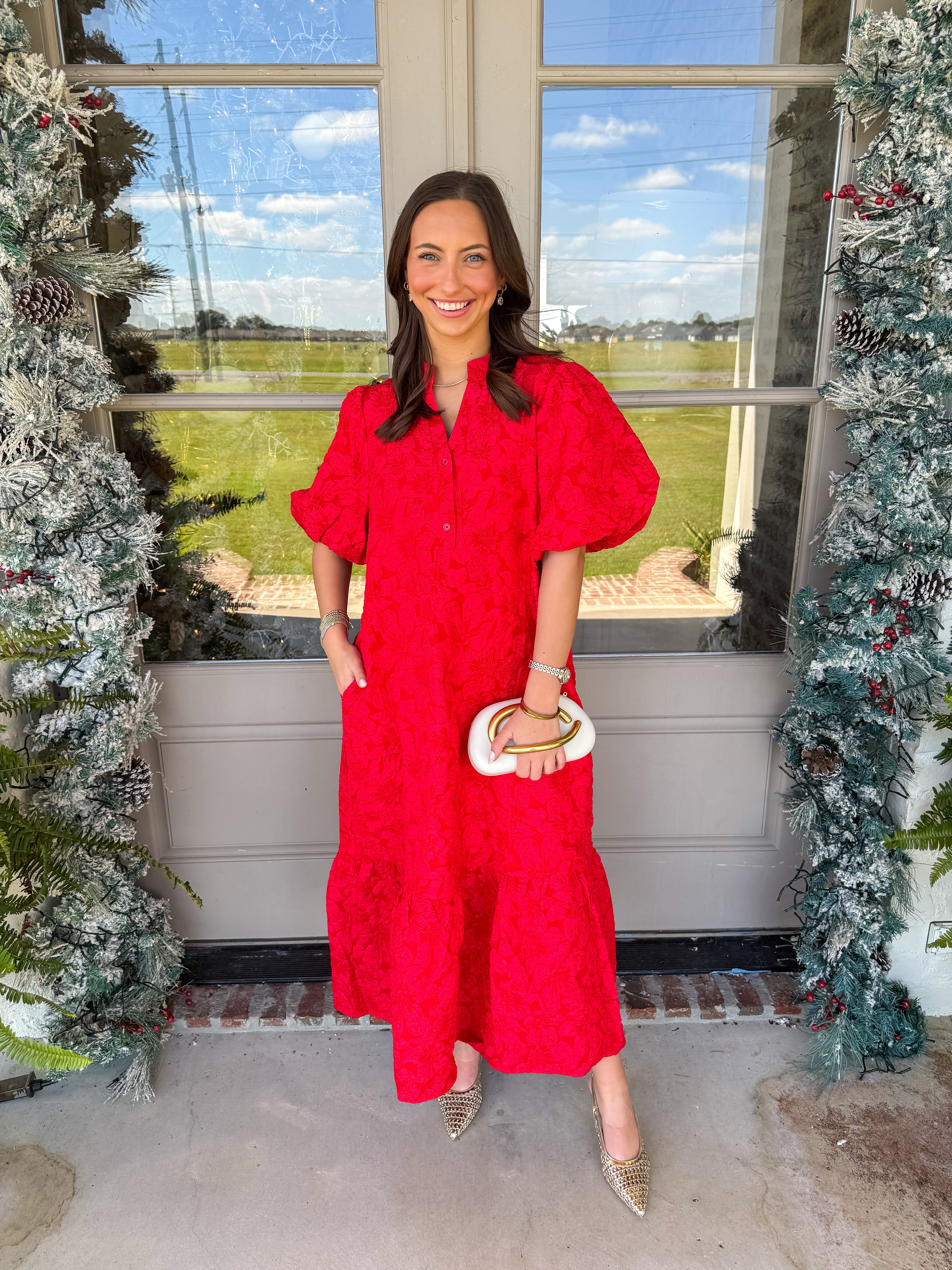 Ruby Bloom Jacquard Midi Dress