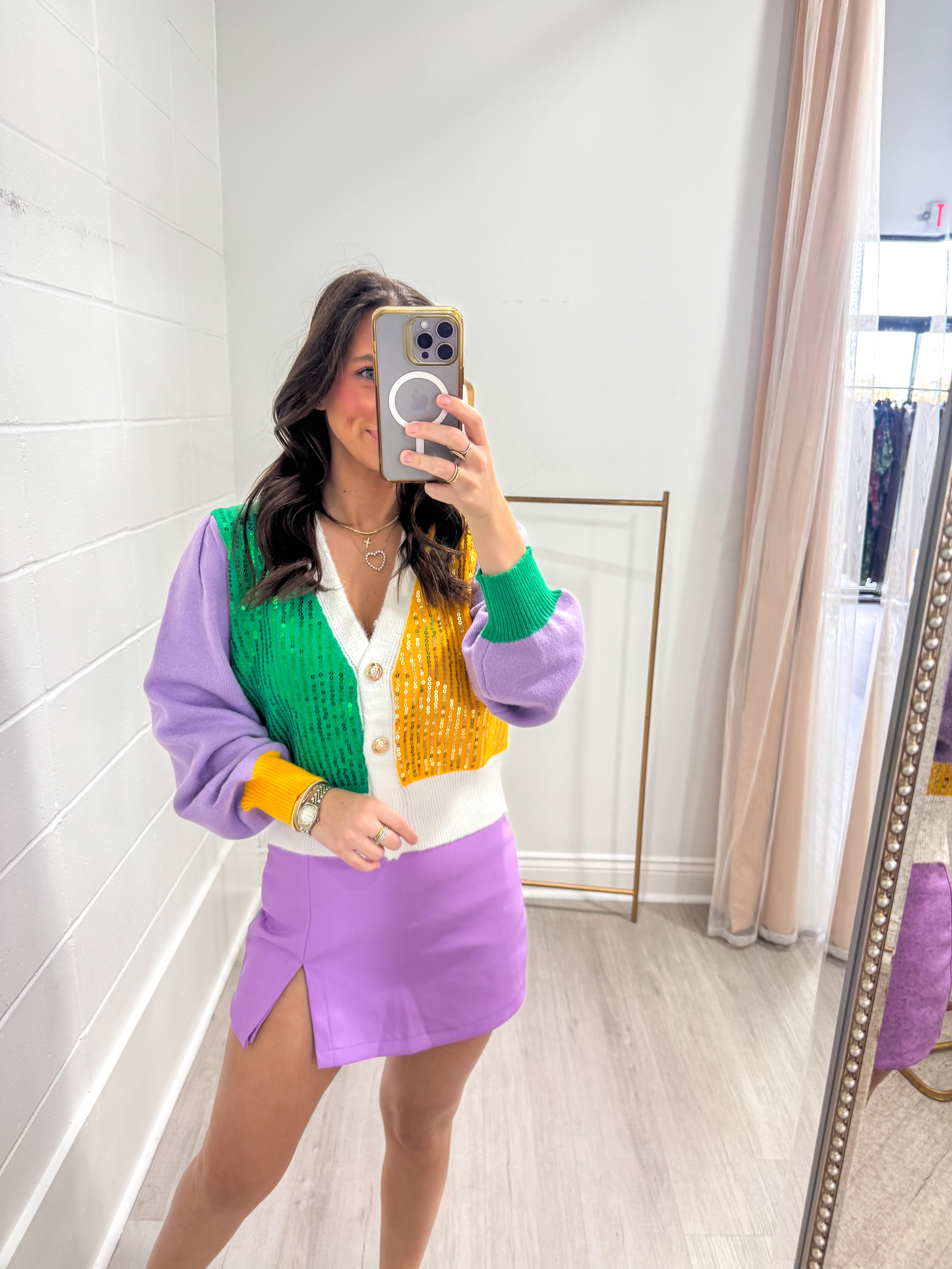 Lavender Vegan leather Side Slit Skort