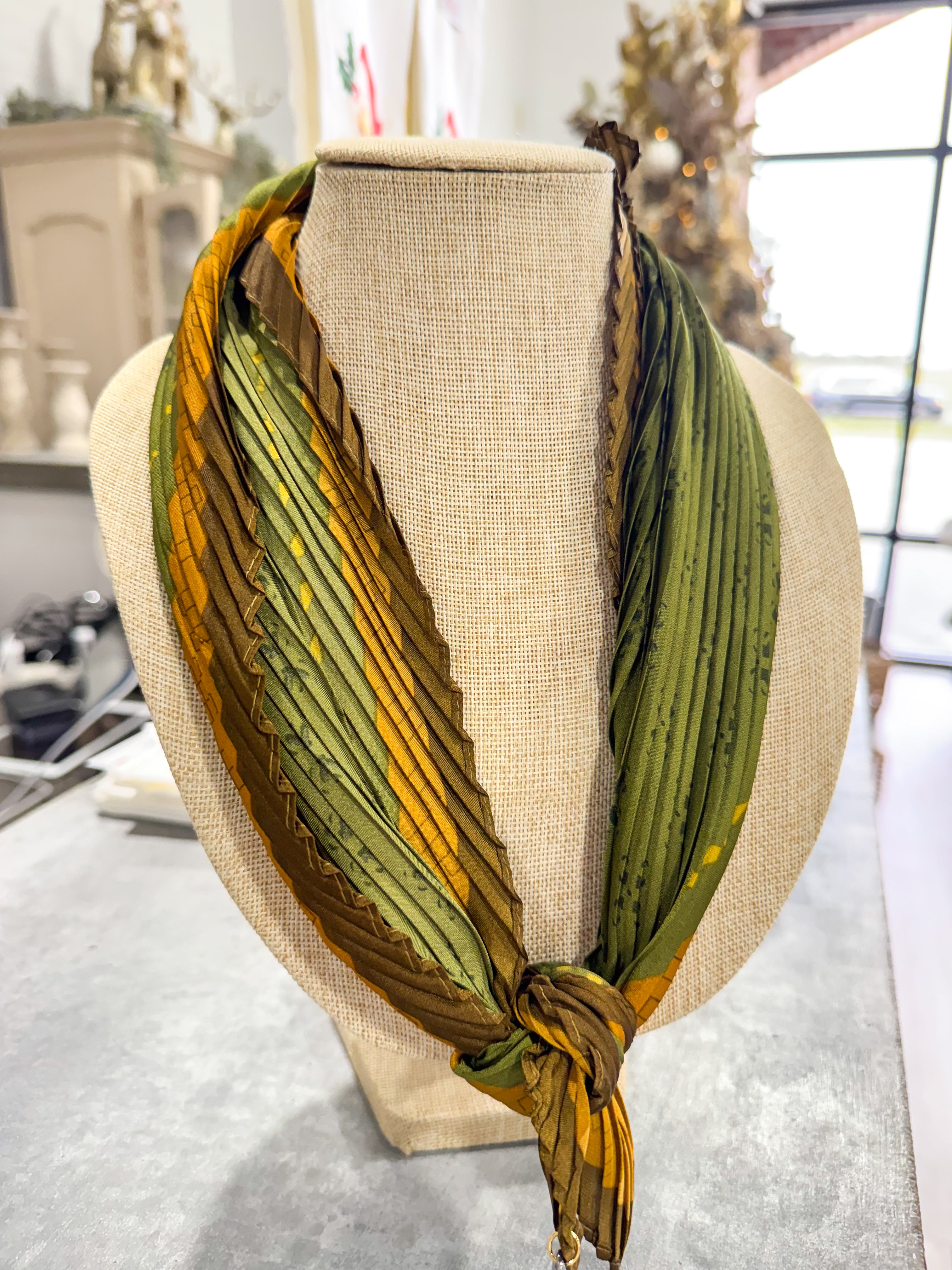 Olive & Brown Abstract Scarf