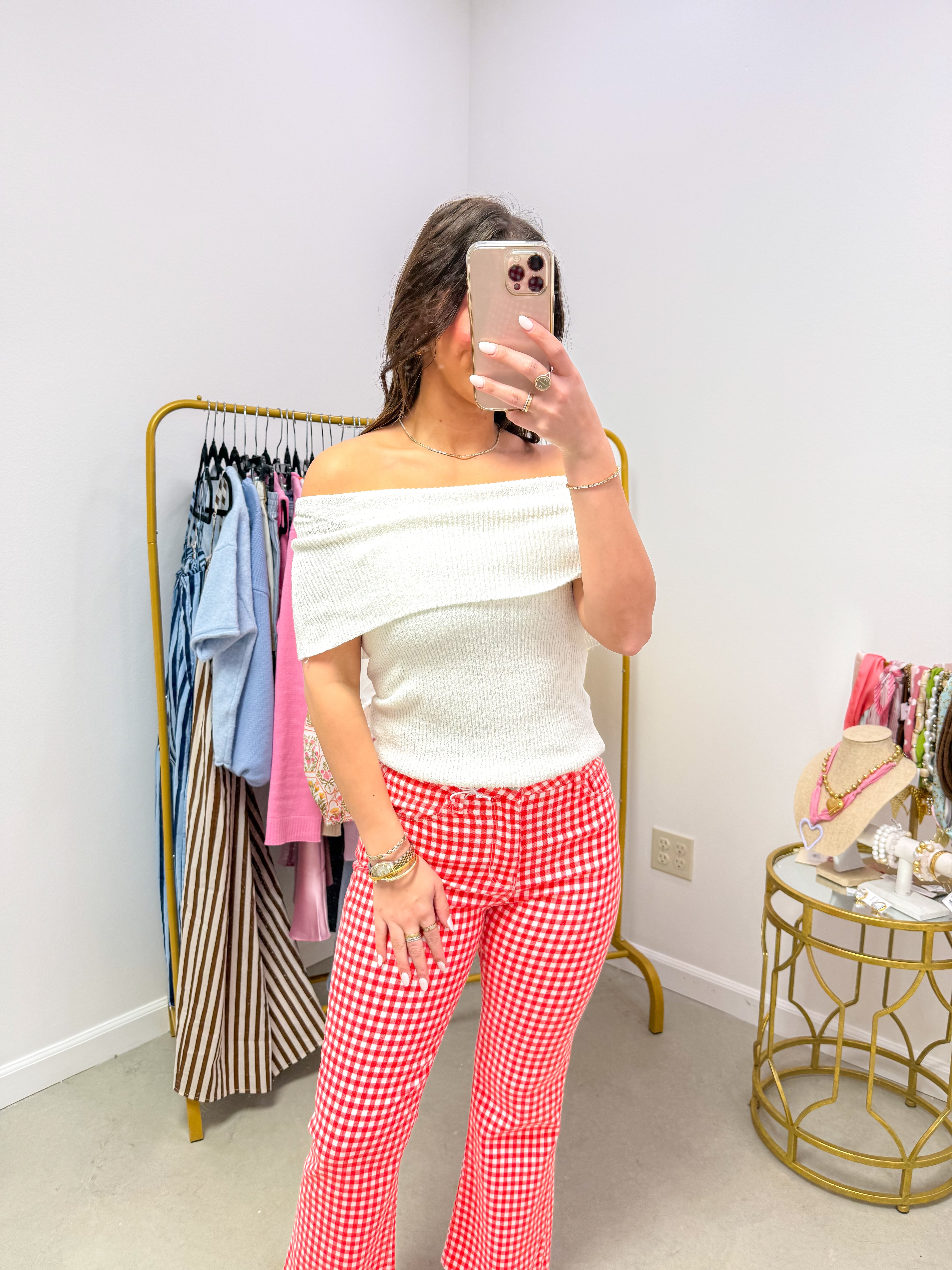 Nyla Off Shoulder Ribbed Knit Top