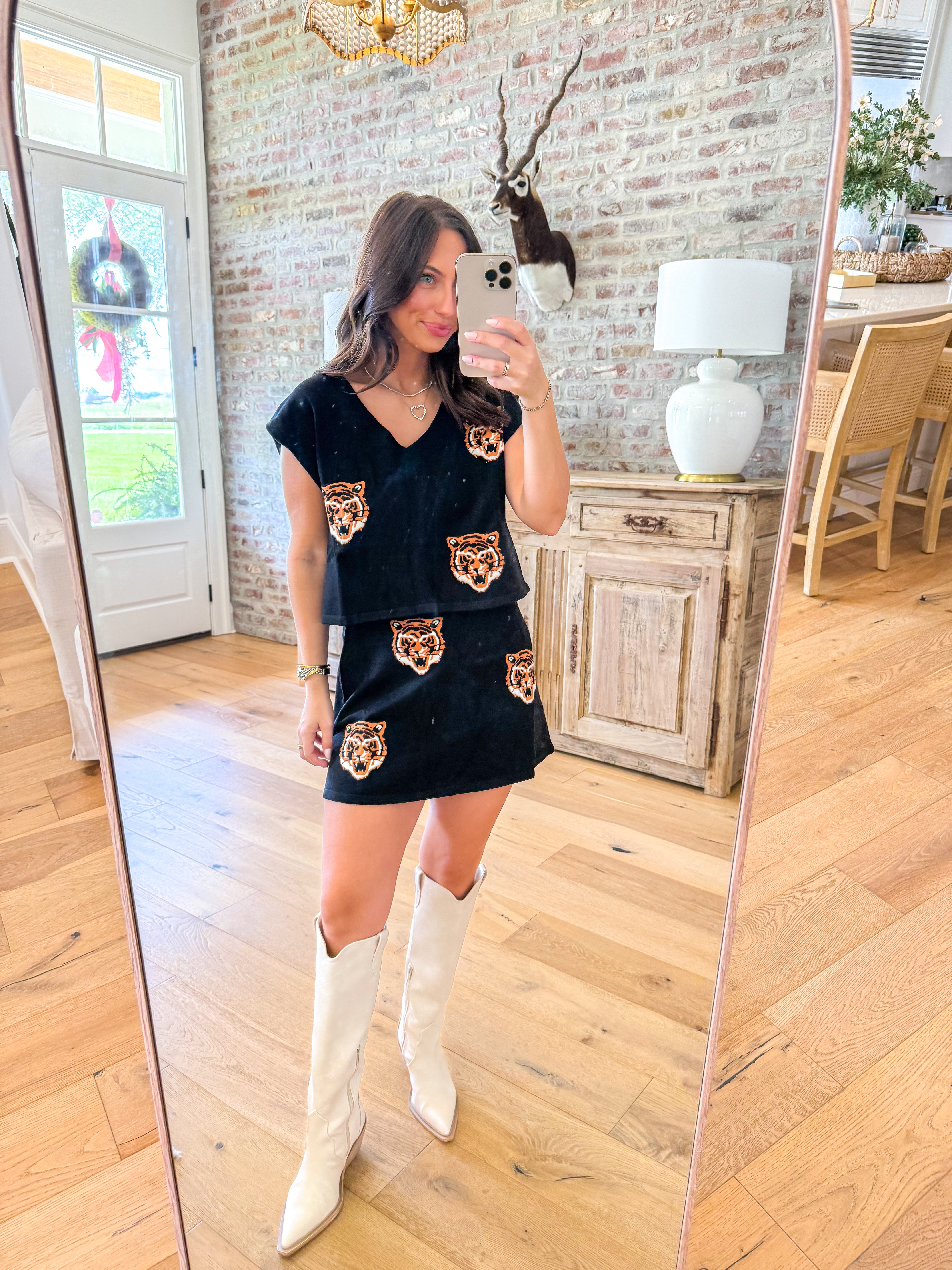 Tiger Print Knit Two-Piece Set