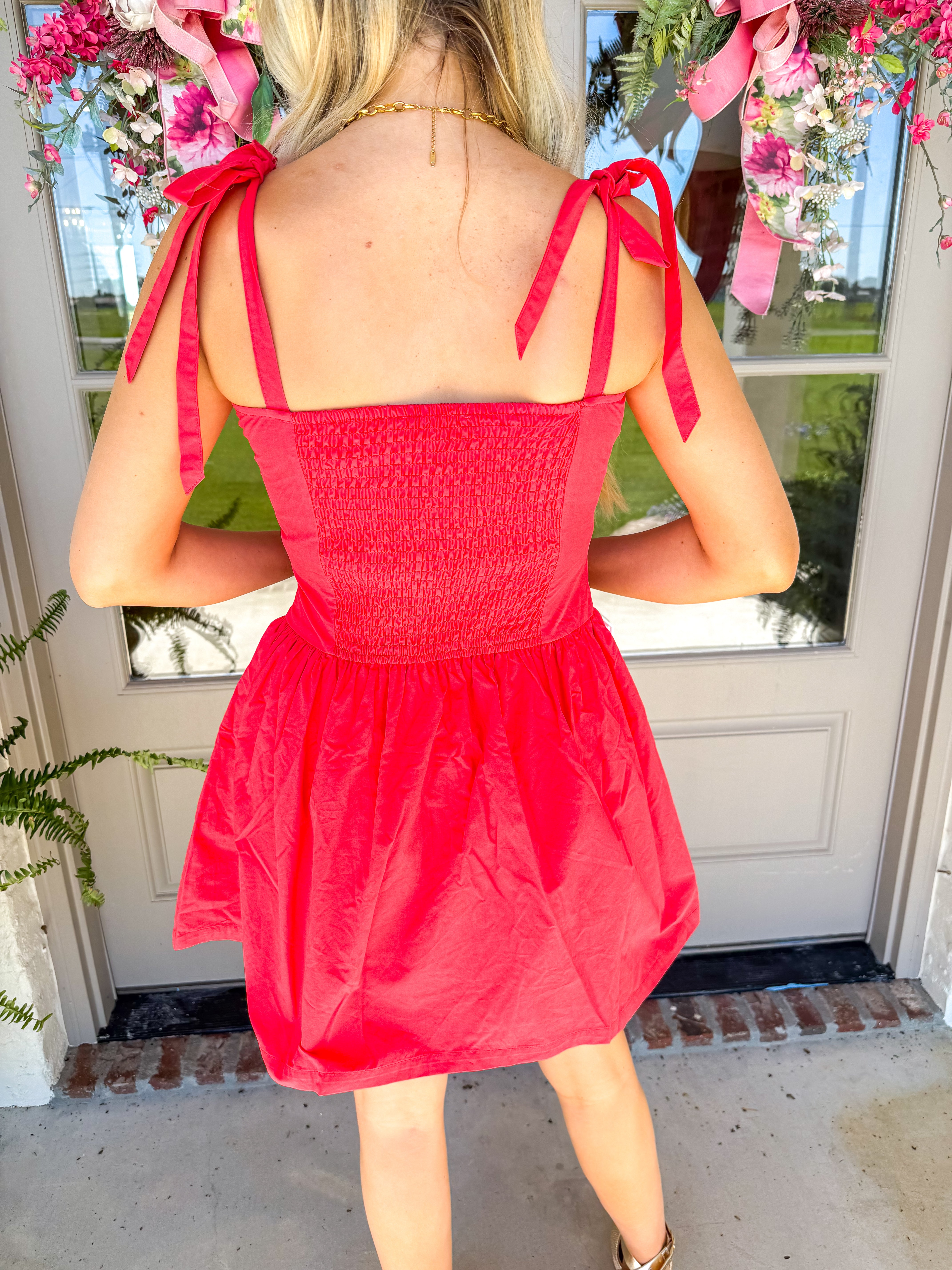 Canyon Pintuck Tie Mini Dress