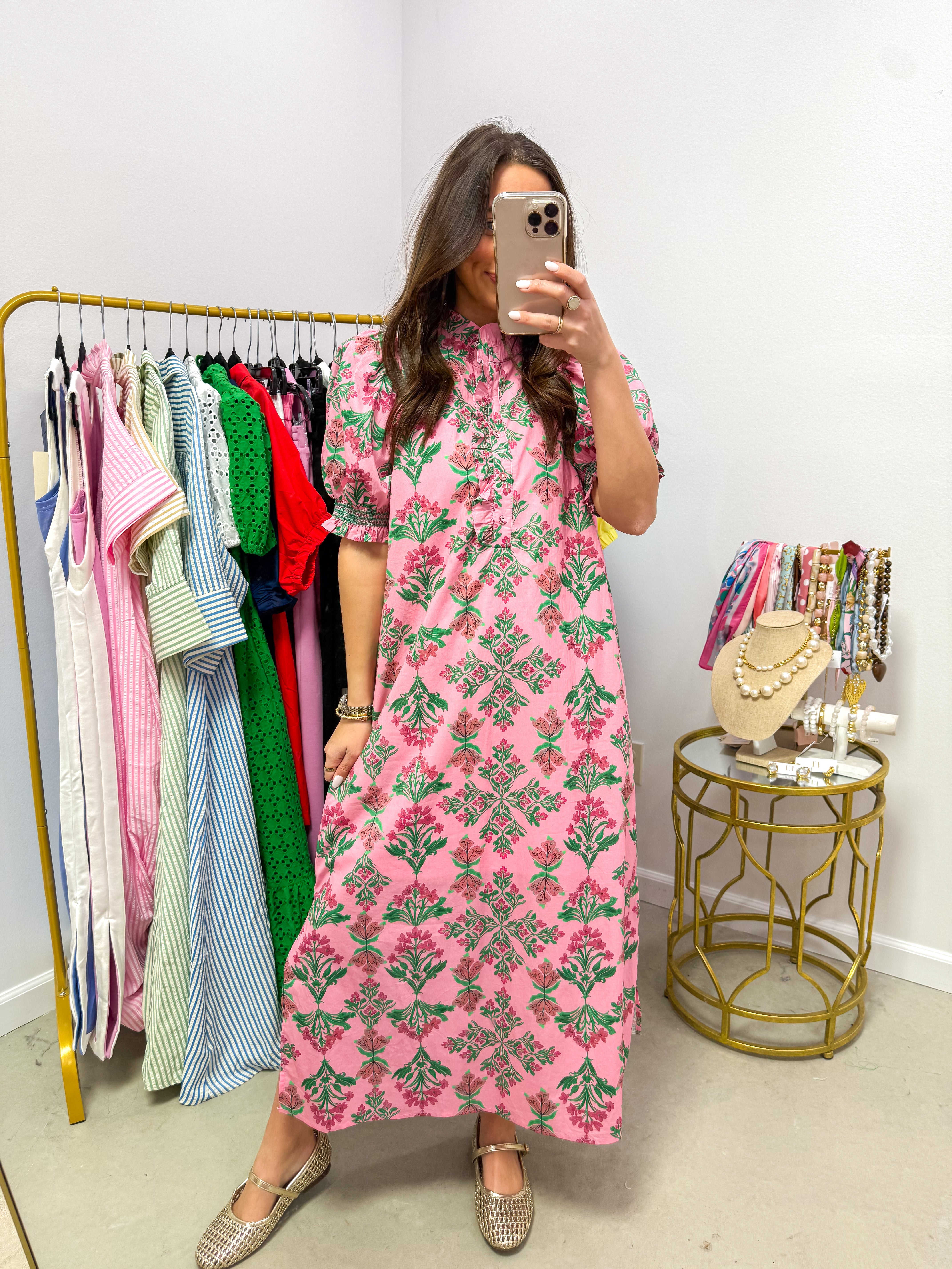 Eloise Pink Floral Midi
