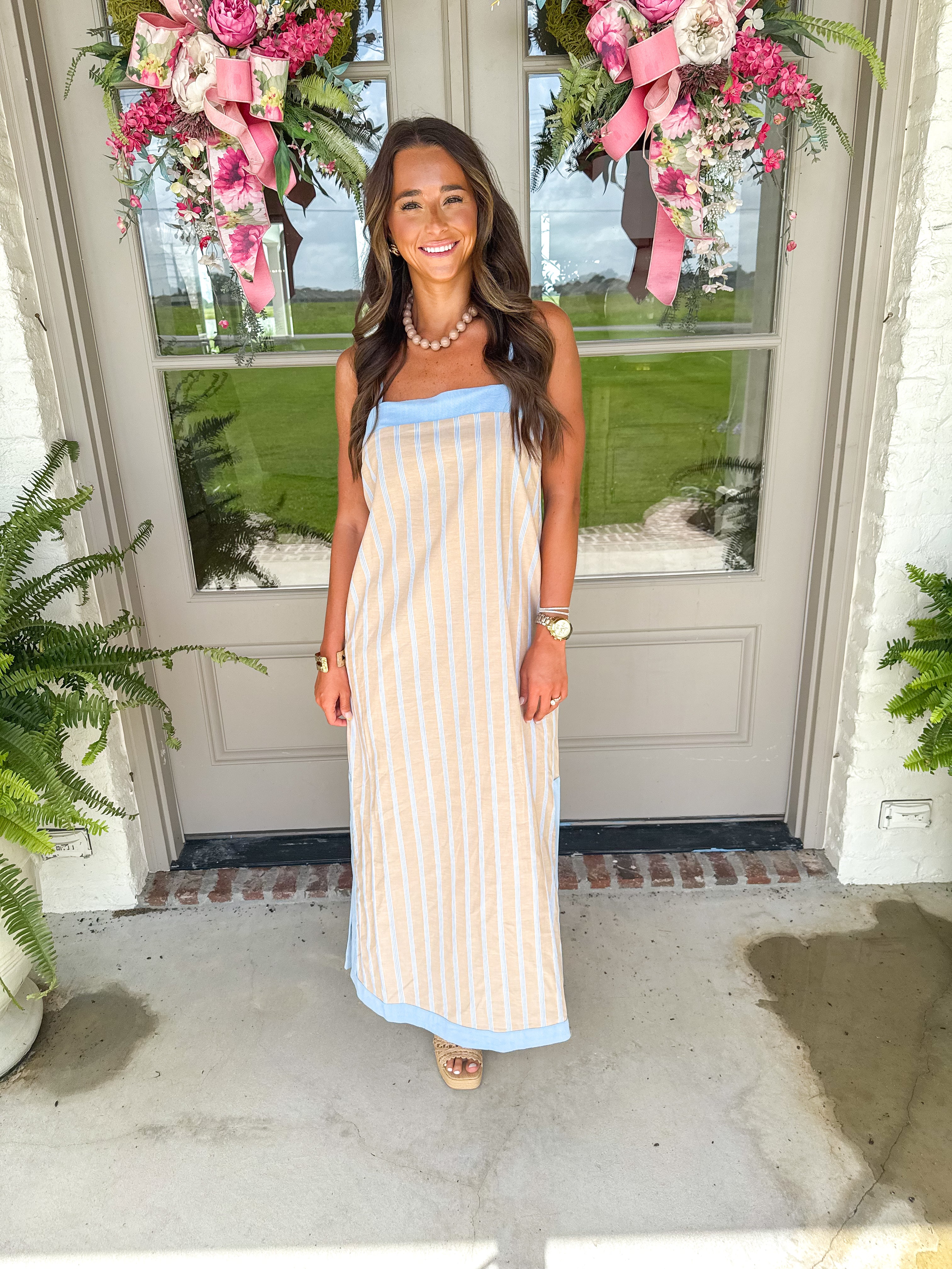 Coastal Breeze Striped Midi Dress