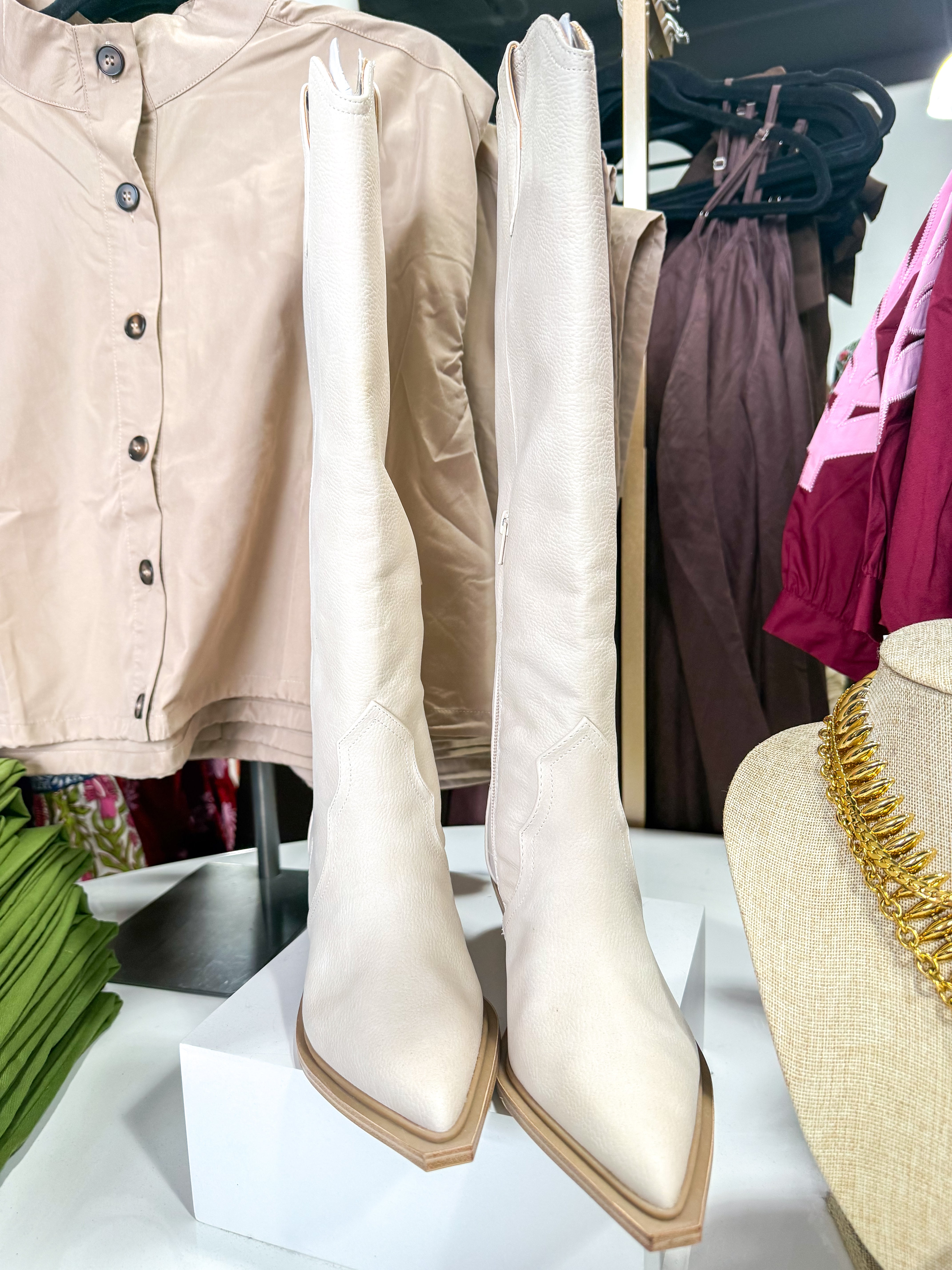 Greva Tall Western Boot Ivory
