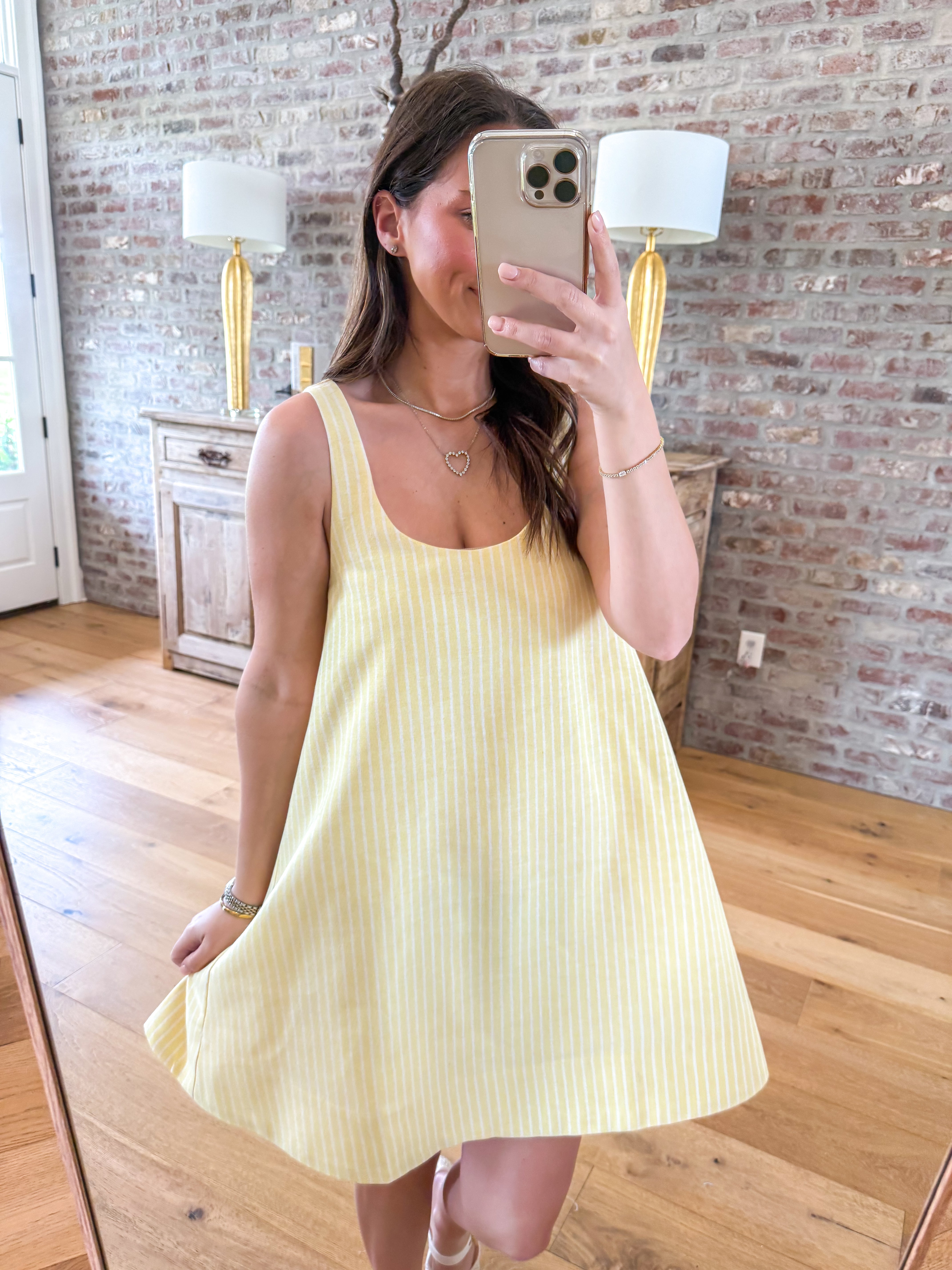 Naomi Yellow Striped Swing Mini Dress